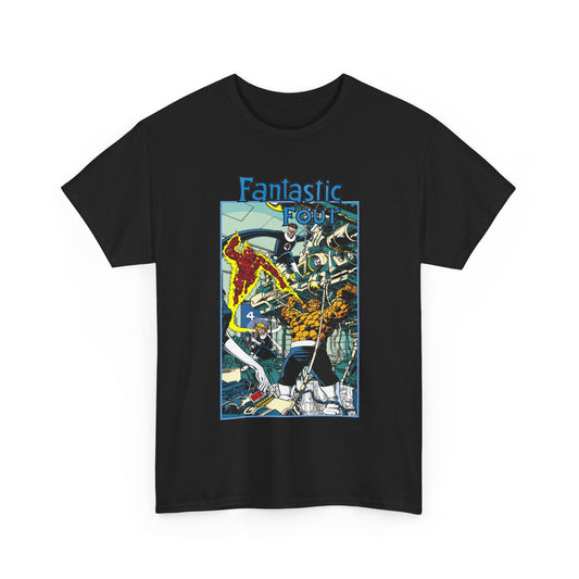 Fantastic Four T-Shirt - George Perez Art - Reed Richards, Invisible Woman, Human Torch, The Thing - Marvel Comics