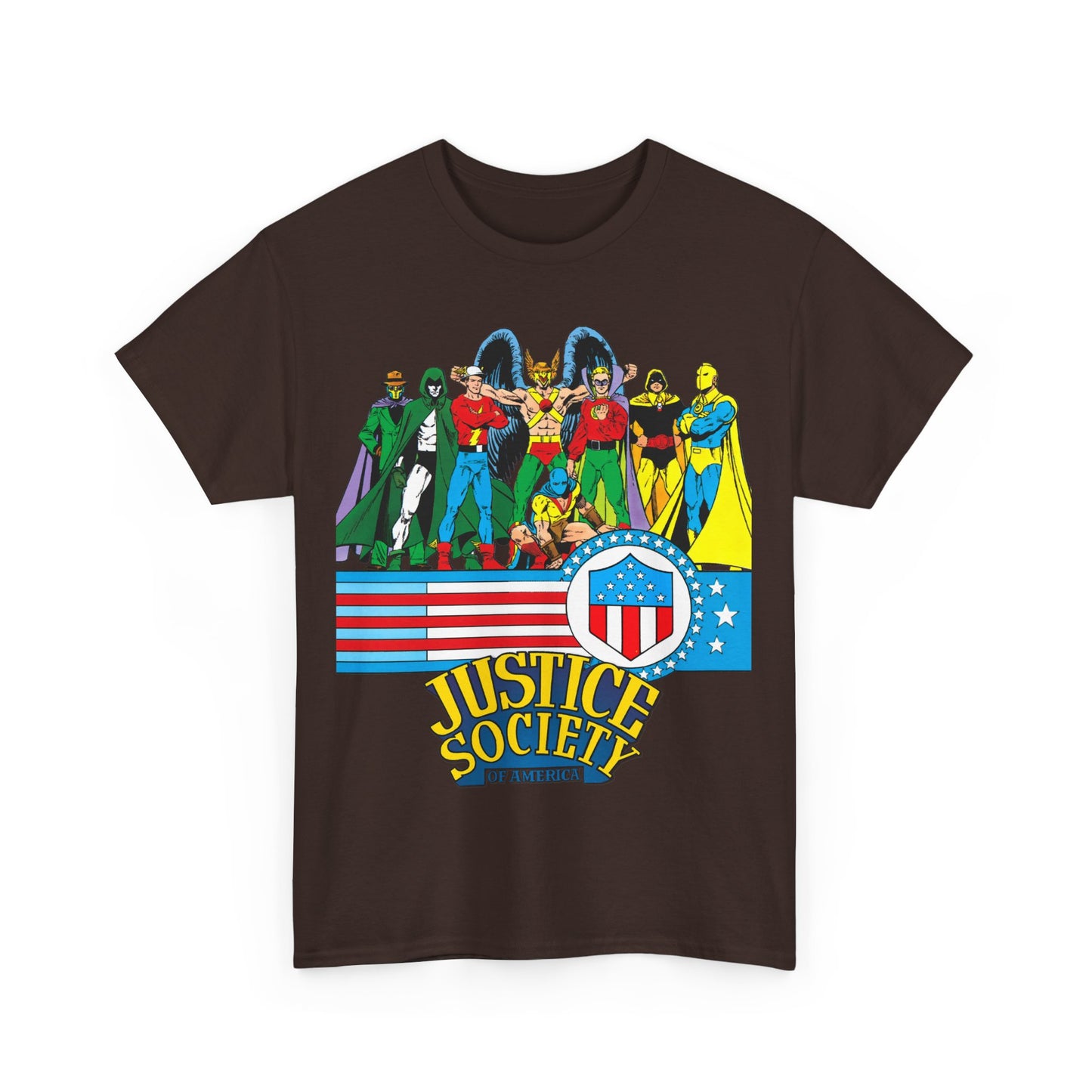 Justice Society of America T-Shirt - Amazing George Perez Art - History of the DC Universe - DC Comics - Dr Fate, Sandman, Flash, Hourman, Spectre, Hawkman