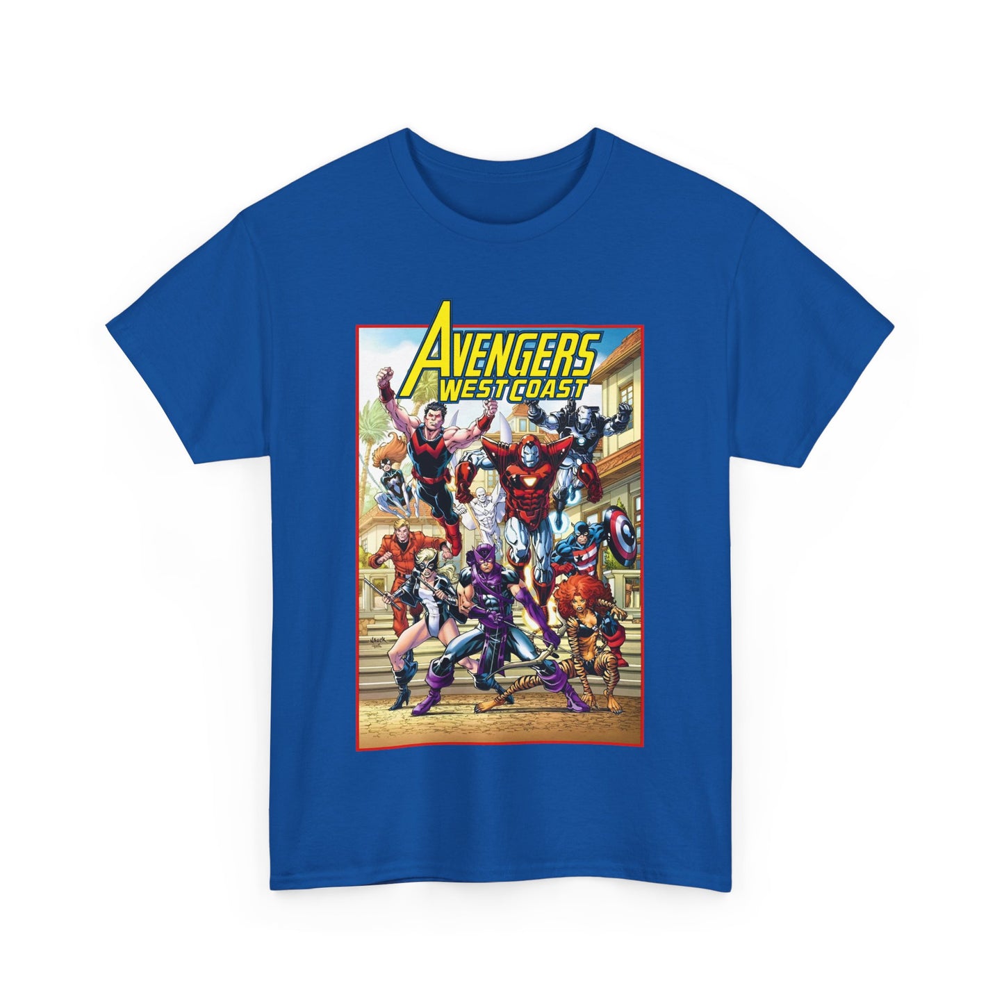 West Coast Avengers T-Shirt - Todd Nauck Art - Hawkeye, Iron Man, Wonder Man, Tigra, Vision - Marvel Comics
