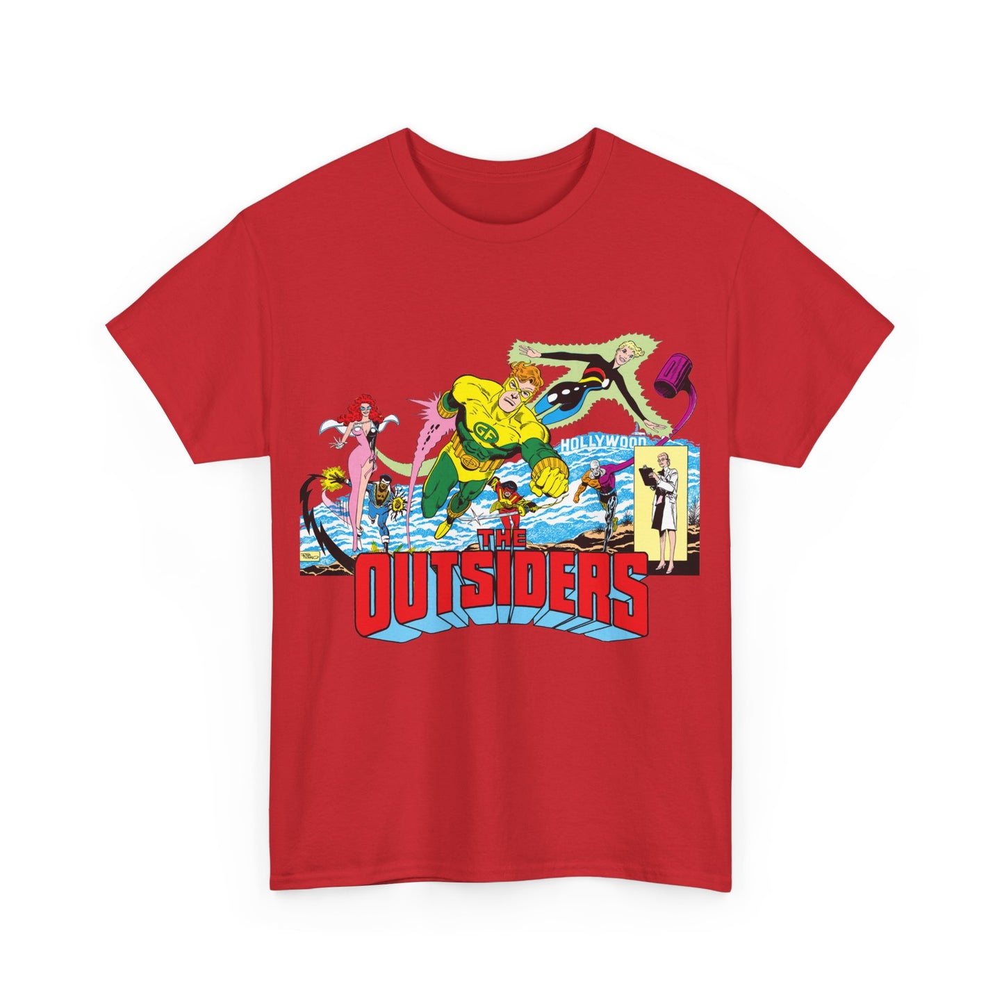 Outsiders T-Shirt - Amazing Jim Aparo Art - Black Lightning, Geo-Force, Katana, Metamorpho, Looker, Halo - DC Comics
