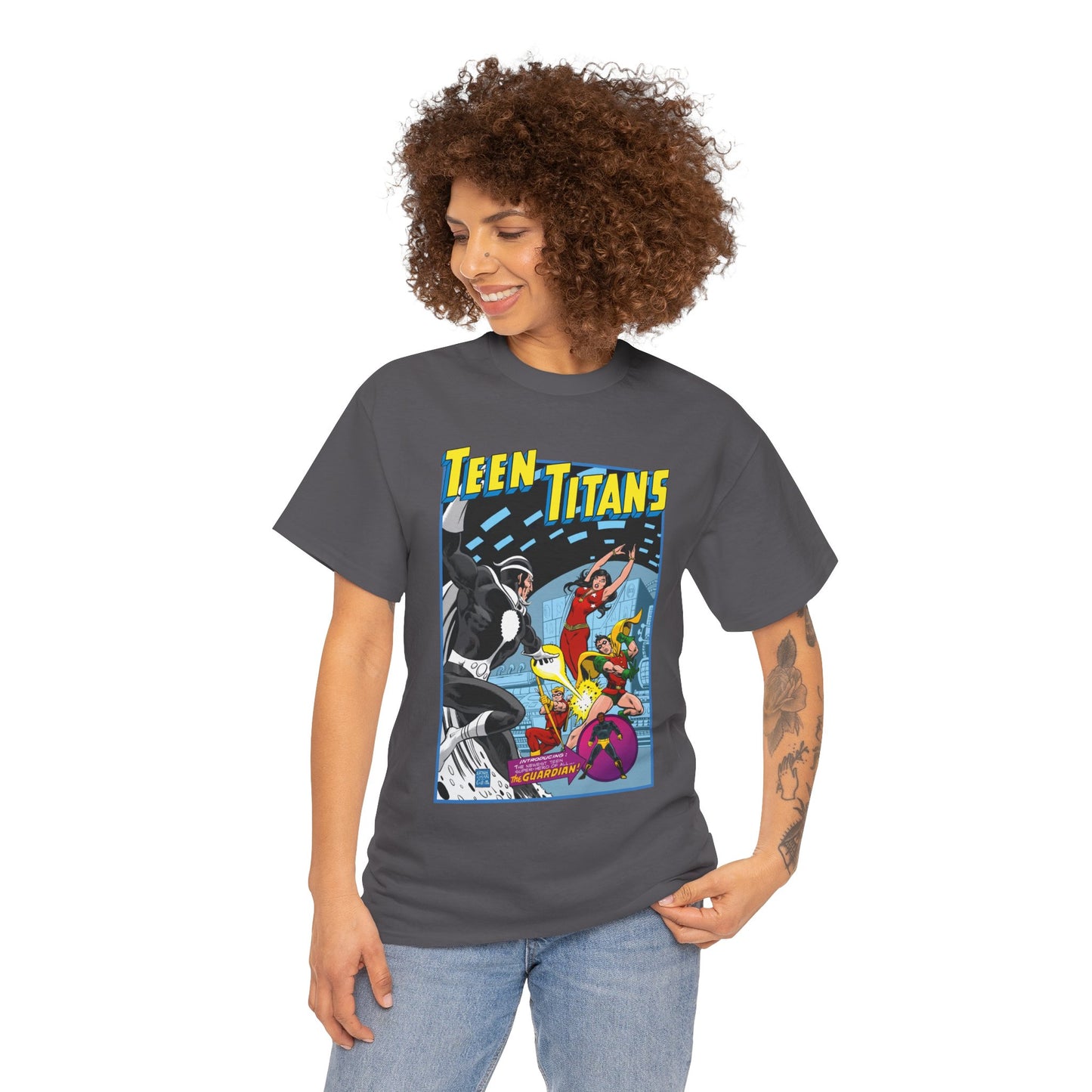 Teen Titans T-Shirt - Bronze Age DC Comics - Dr Light, Wonder Girl, Robin, Mal, Guardian, Speedy - Ernie Chan Cover Art from Issue #44