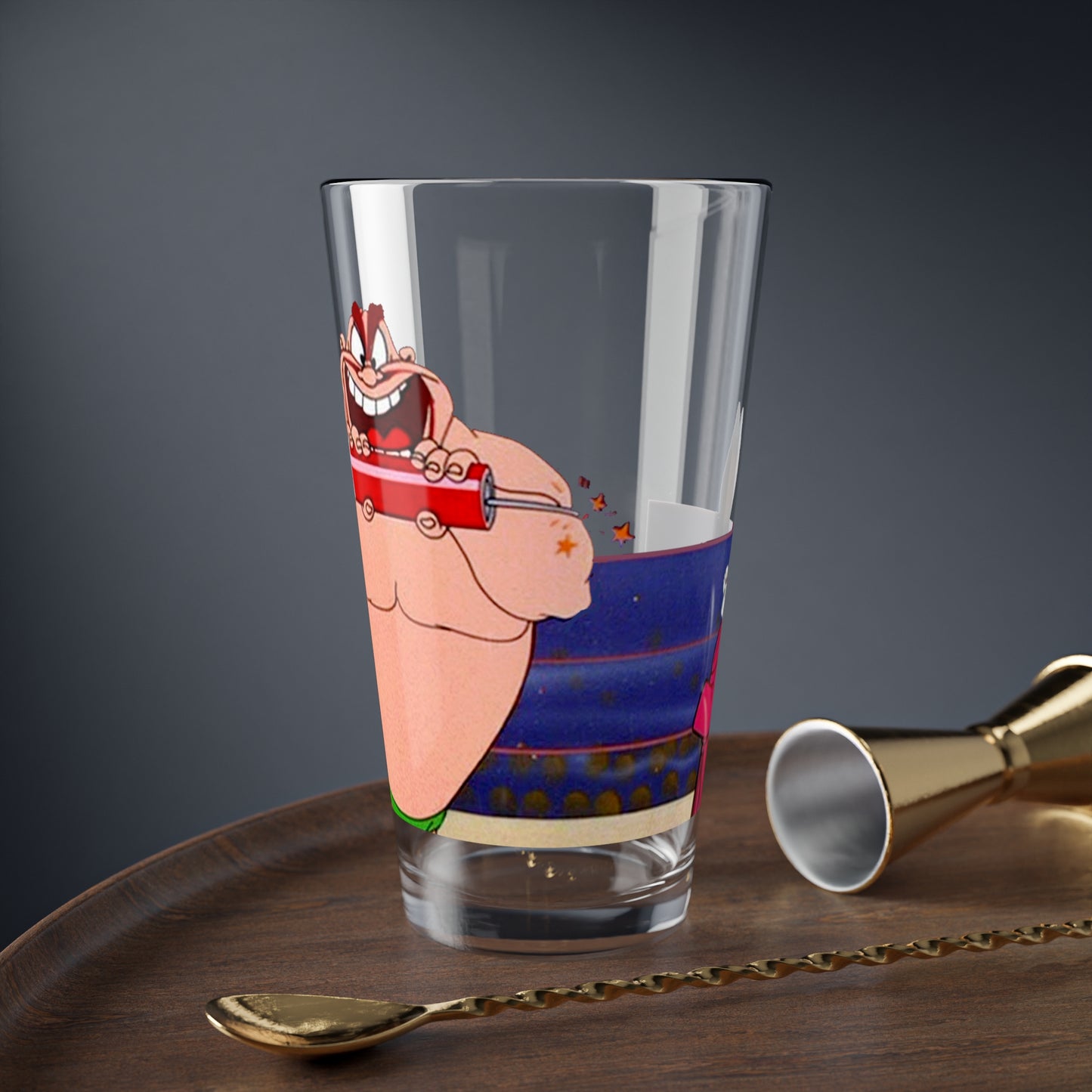 Bugs Bunny & the Crusher Pint Glass, 16oz - Popular Looney Tunes Characters - Bunny Hugged - Bugs Wrestler Foe - Cartoon Classic
