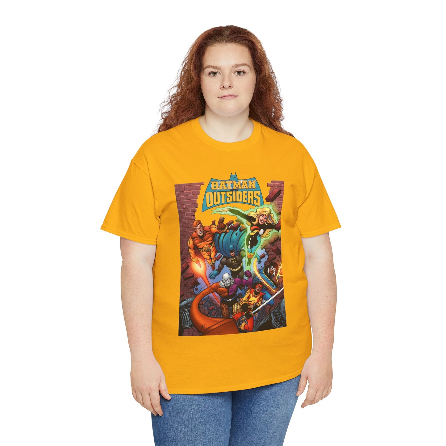 Batman & the Outsiders T-Shirt - Jim Aparo Art - Metamorpho, Katana, Halo, Black Lightning, Geo-Force - DC Comics