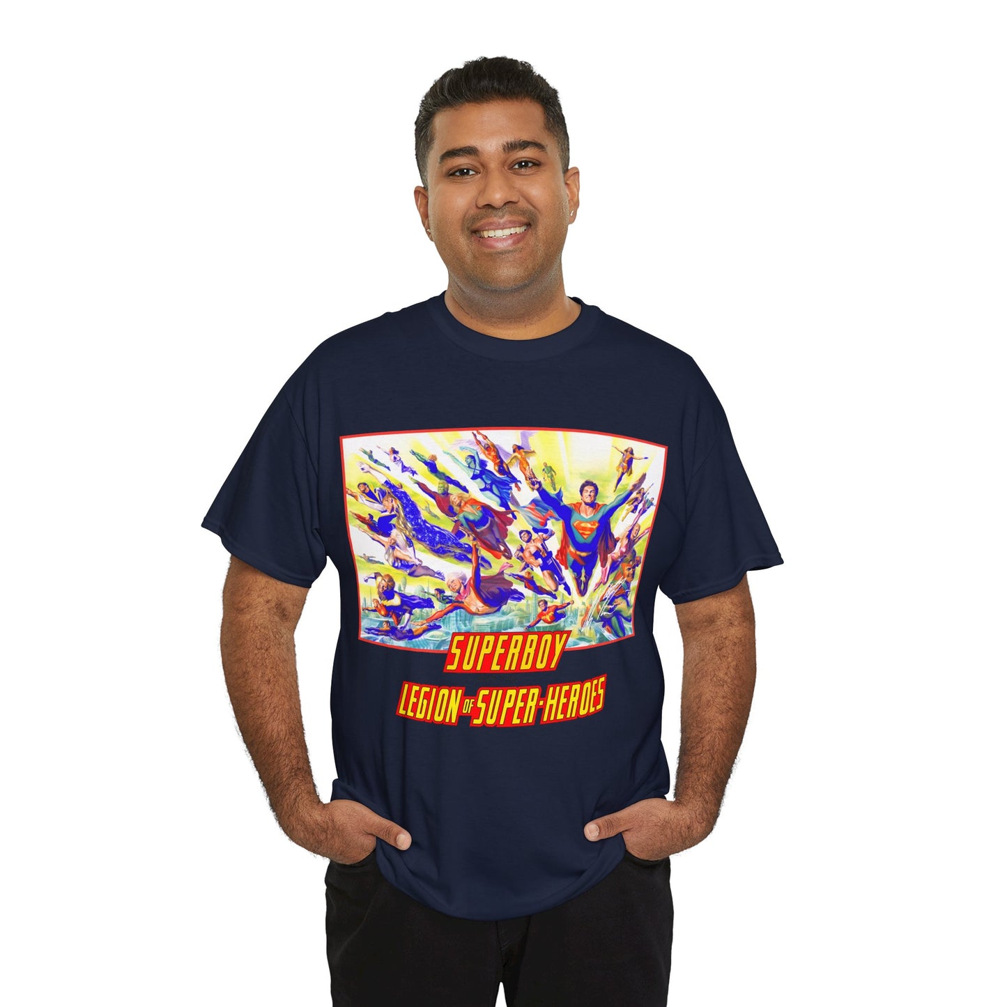 Superboy & Legion of Super-Heroes T-Shirt - Alex Ross Art - Saturn Girl, Brainiac 5, Lightning Lad, Shadow Lass, Dawnstar, Karate Kid - DC Comics