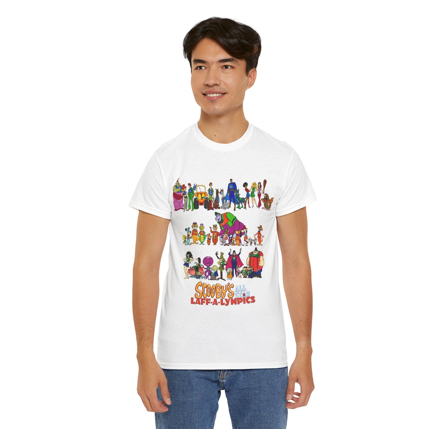 Scooby's All-Star Laff-A-Lympics T-Shirt - Hanna-Barbera Cartoon - Speed Buggy, Yogi Bear, Grape Ape, Scooby Dum, Shaggy, Wally Gator