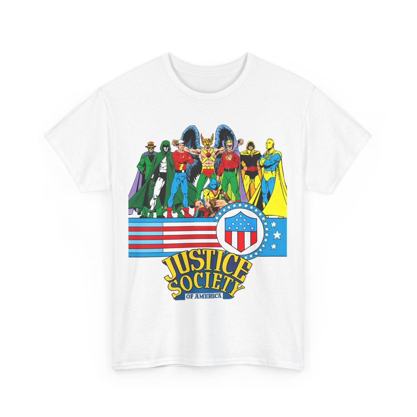 Justice Society of America T-Shirt - Amazing George Perez Art - History of the DC Universe - DC Comics - Dr Fate, Sandman, Flash, Hourman, Spectre, Hawkman