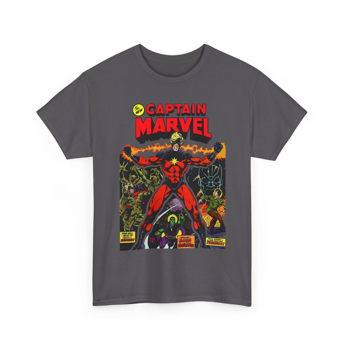 Captain Marvel T-Shirt - Jim Starlin Art - Thanos - Drax the Destroyer - Issue #32 Cover Art