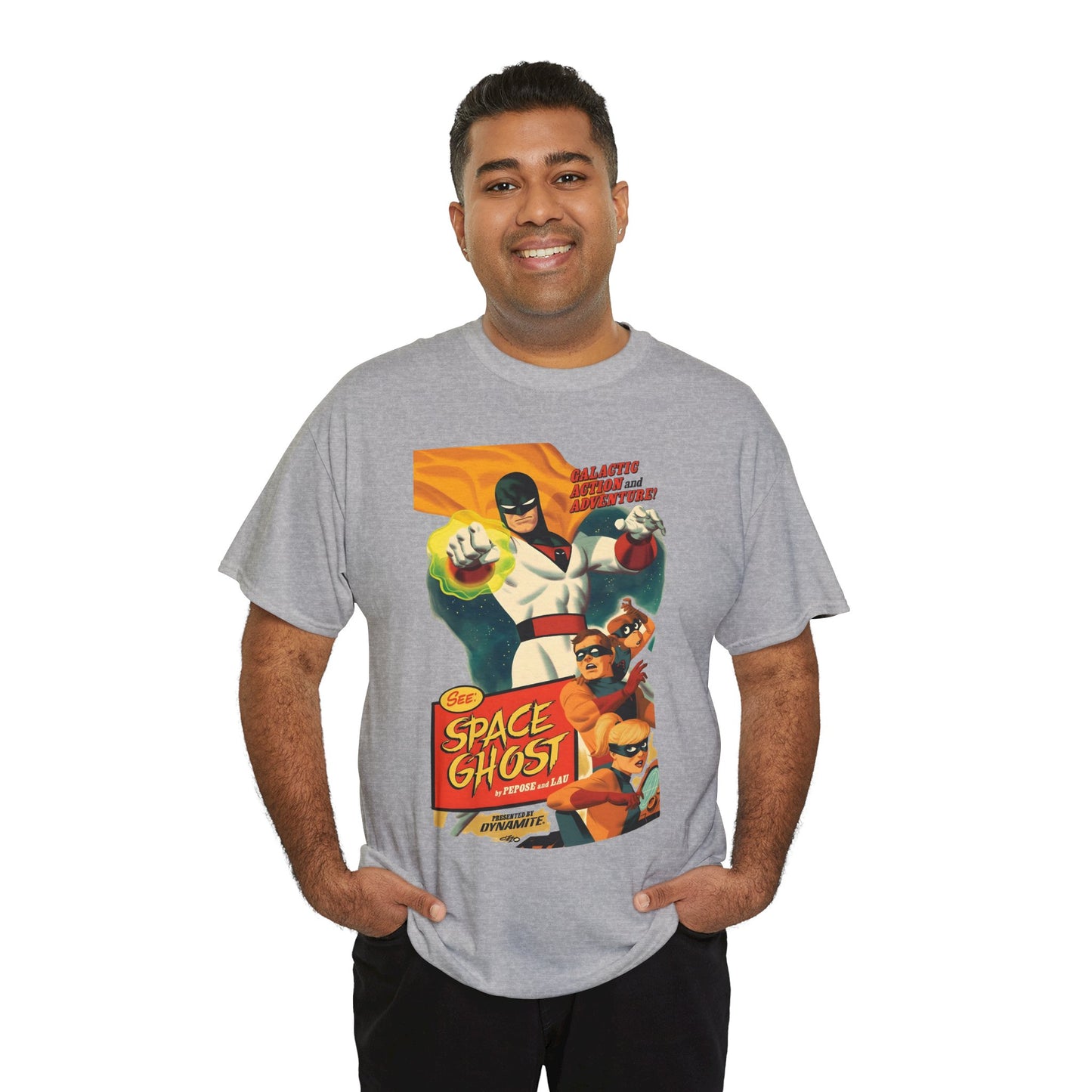 Space Ghost T-Shirt - Frank Cho Art - Jan, Jace & Blip - Movie Poster Style Artwork - Alex Toth Creation - Hanna-Barbera Cartoon