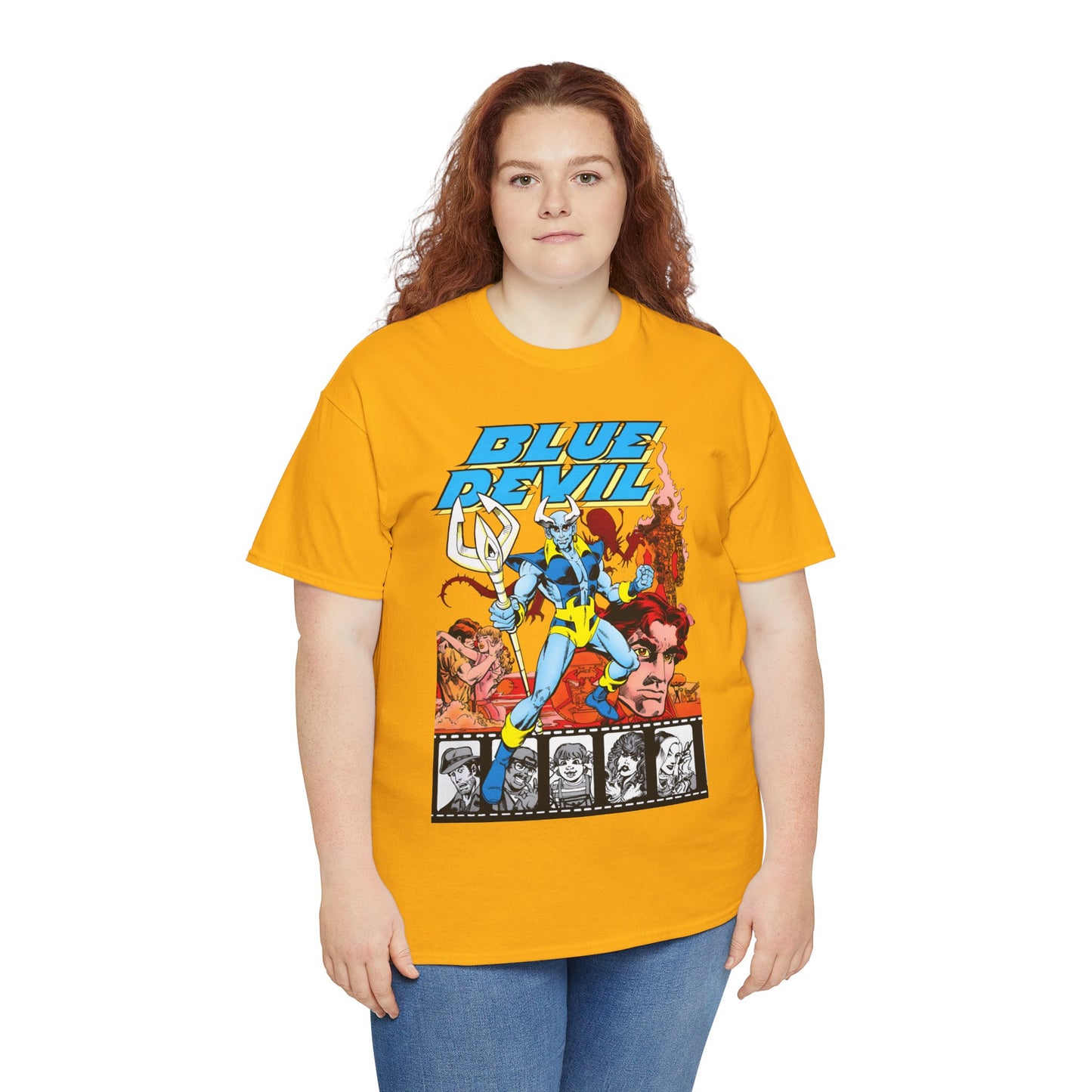 Blue Devil T-Shirt - Dan Mishkin, Gary Cohn, & Paris Cullins - Dan Cassidy, Hollywood Stuntman - 1980s DC Comics Series