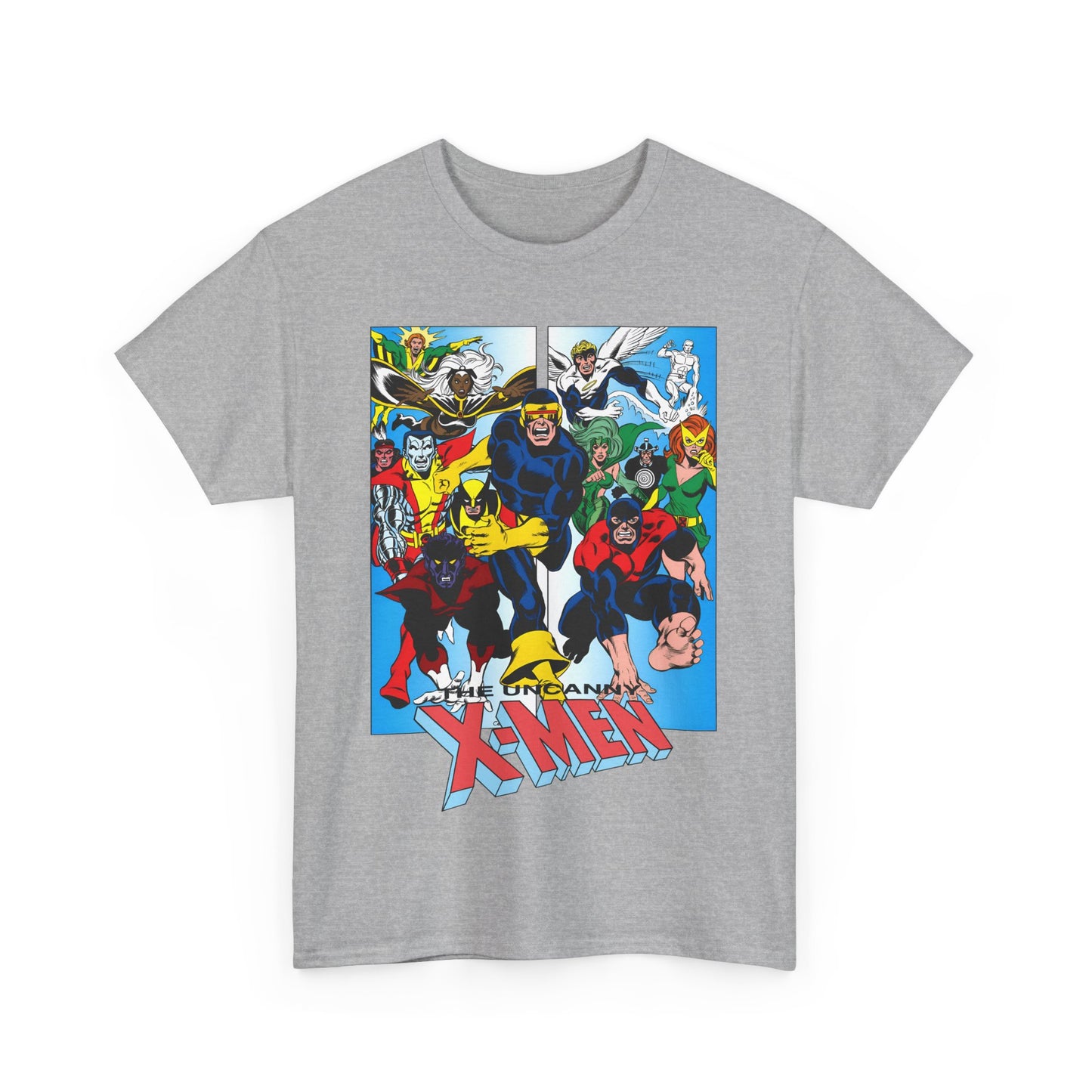 Uncanny X-Men T-Shirt - Classic Dave Cockrum Art - Popular Marvel Comics Series - Wolverine, Storm, Cyclops, Nightcrawler, Jean Grey, Iceman, Banshee, Beast