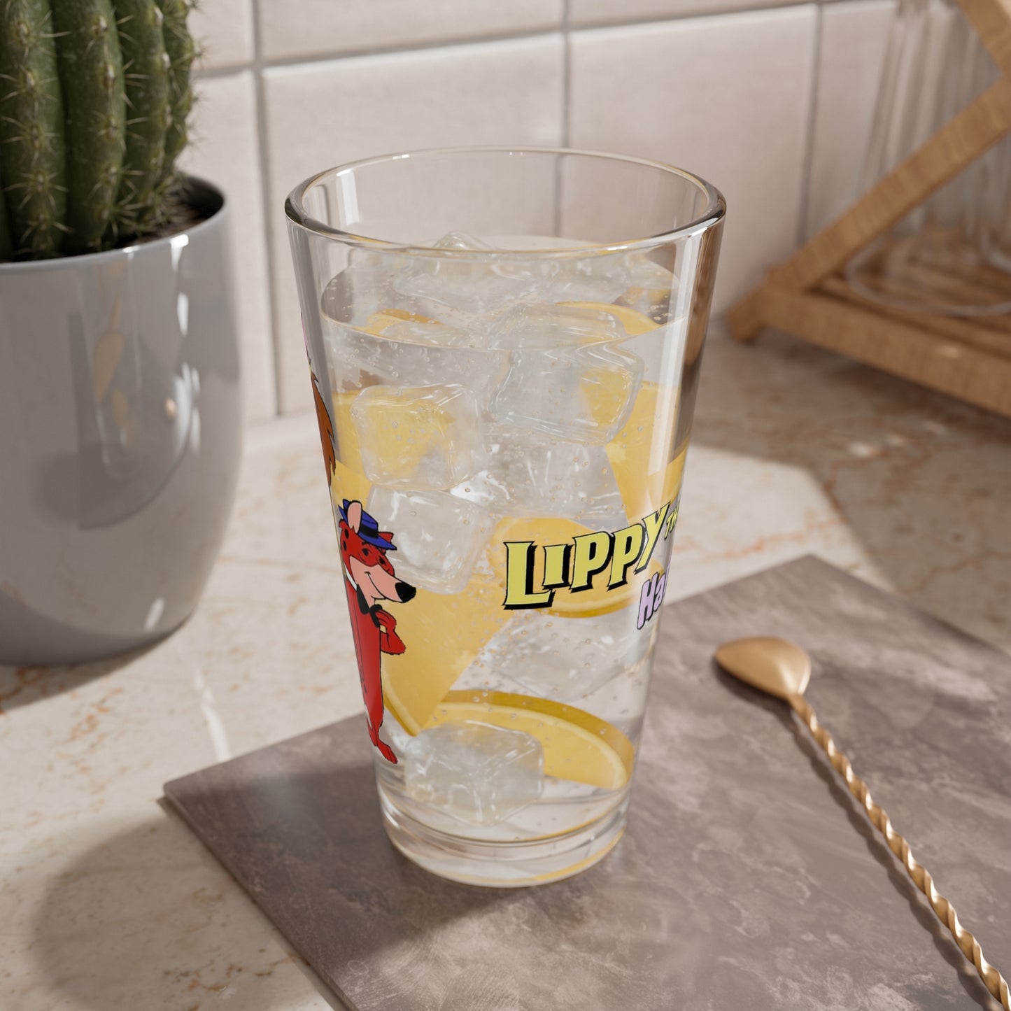Lippy the Lion & Hardy Har Har Pint Glass, 16oz - Beloved Hanna-Barbera Cartoon 1960s TV - Classic Animation