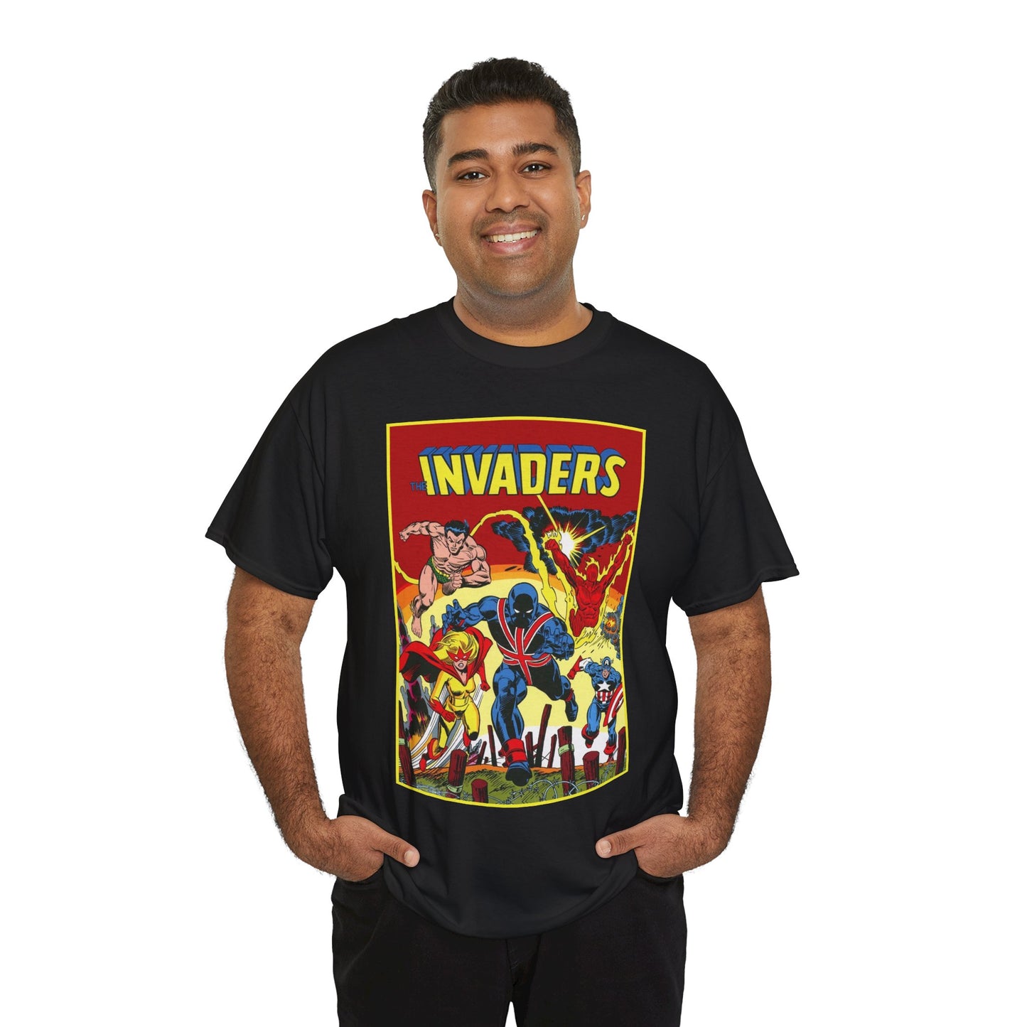 Invaders T-Shirt - Captain America, Human Torch, Namor, Spitfire - World War II Soldiers - Golden Age Heroes - Marvel Comics