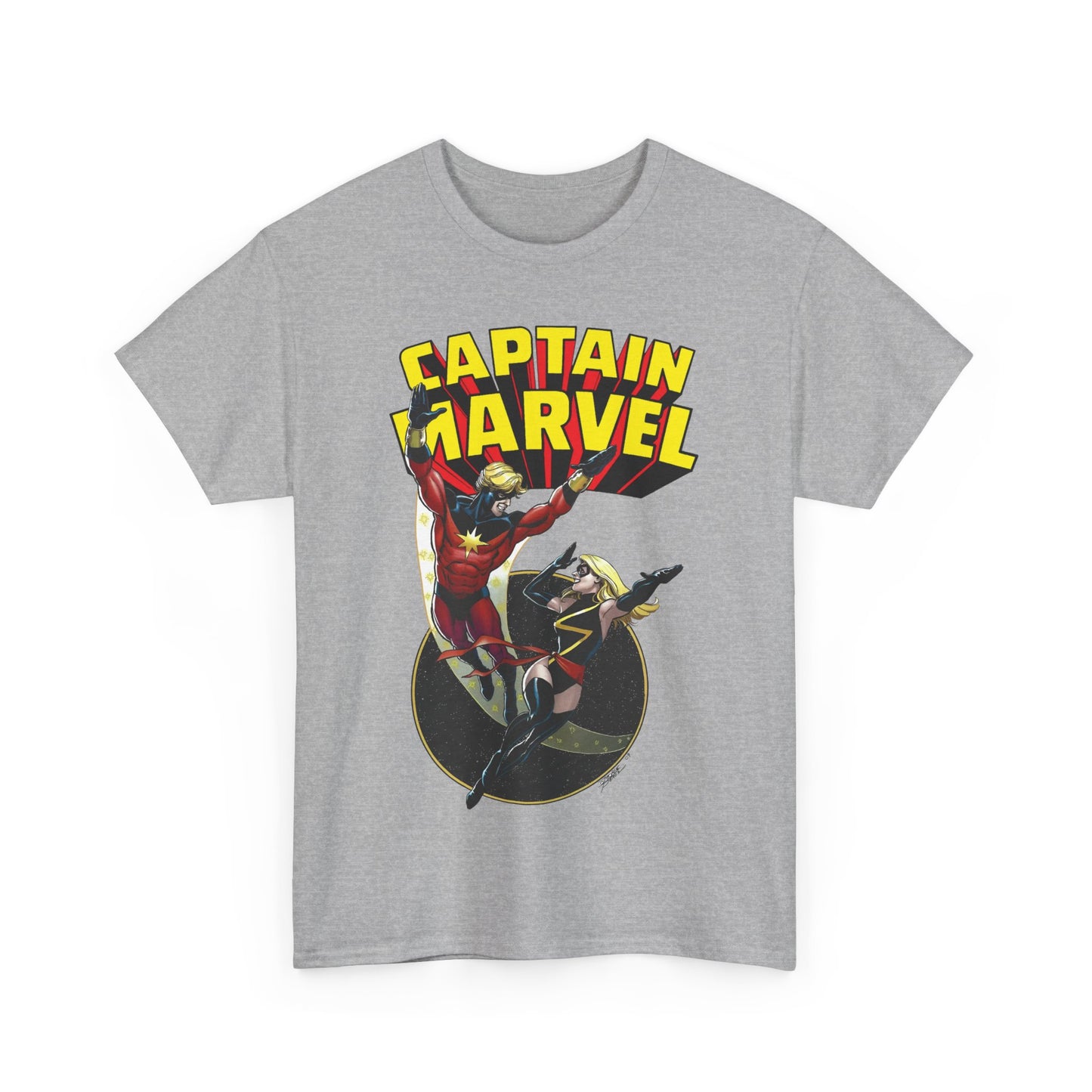 Captain Marvel T-Shirt - George Perez Art - Mar-Vell & Carol Danvers - Kree Empire - Marvel Comics