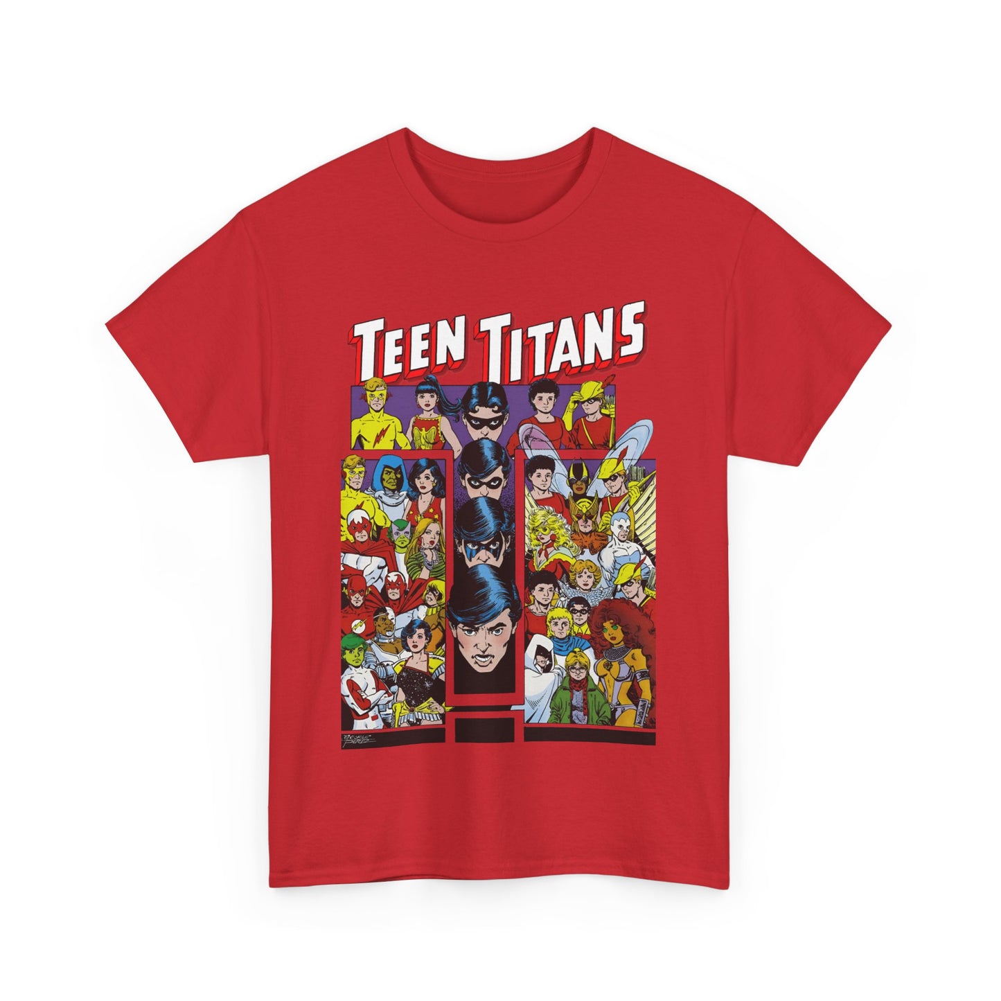 Teen Titans T-Shirt - George Perez Art - Wonder Girl, Bumblebee, Kid Flash, Starfire, Cyborg, Raven, Lilith, Flash, Hawn & Dove, Robin - DC Comics