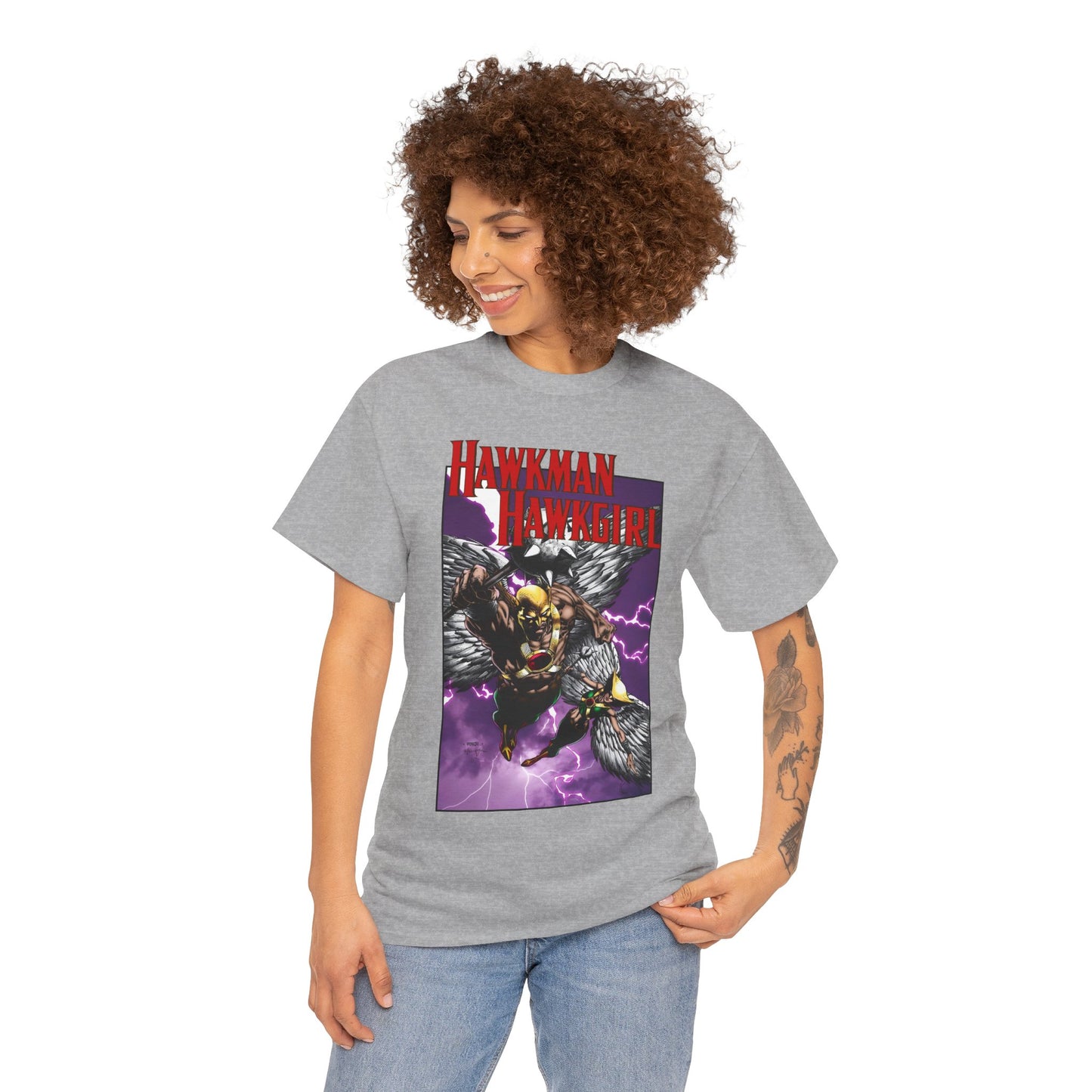 Hawkman & Hawkgirl T-Shirt - David Finch Art - Carter & Shayera Hall - JLA & JSA Members - DC Comics