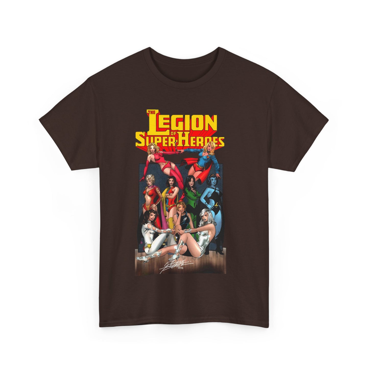 Legion of Super-Heroes T-Shirt - George Perez Art - Saturn Girl, Supergirl, Dream Girl, Shadow Lass, Phantom Girl - The Super Woman of LOSH - DC Comics