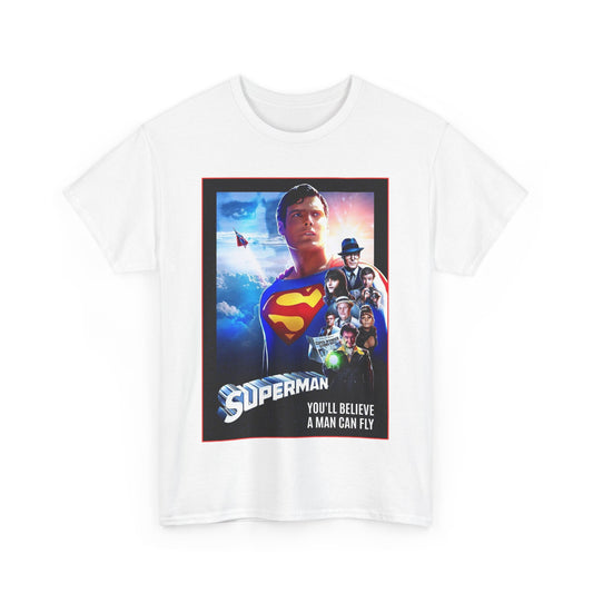Superman The Movie T-Shirt - Christopher Reeve, Gene Hackman, Margot Kidder - Beloved 1970s Warner Brothers Movie - Krypton, Smallville, Metropolis - DC Comics