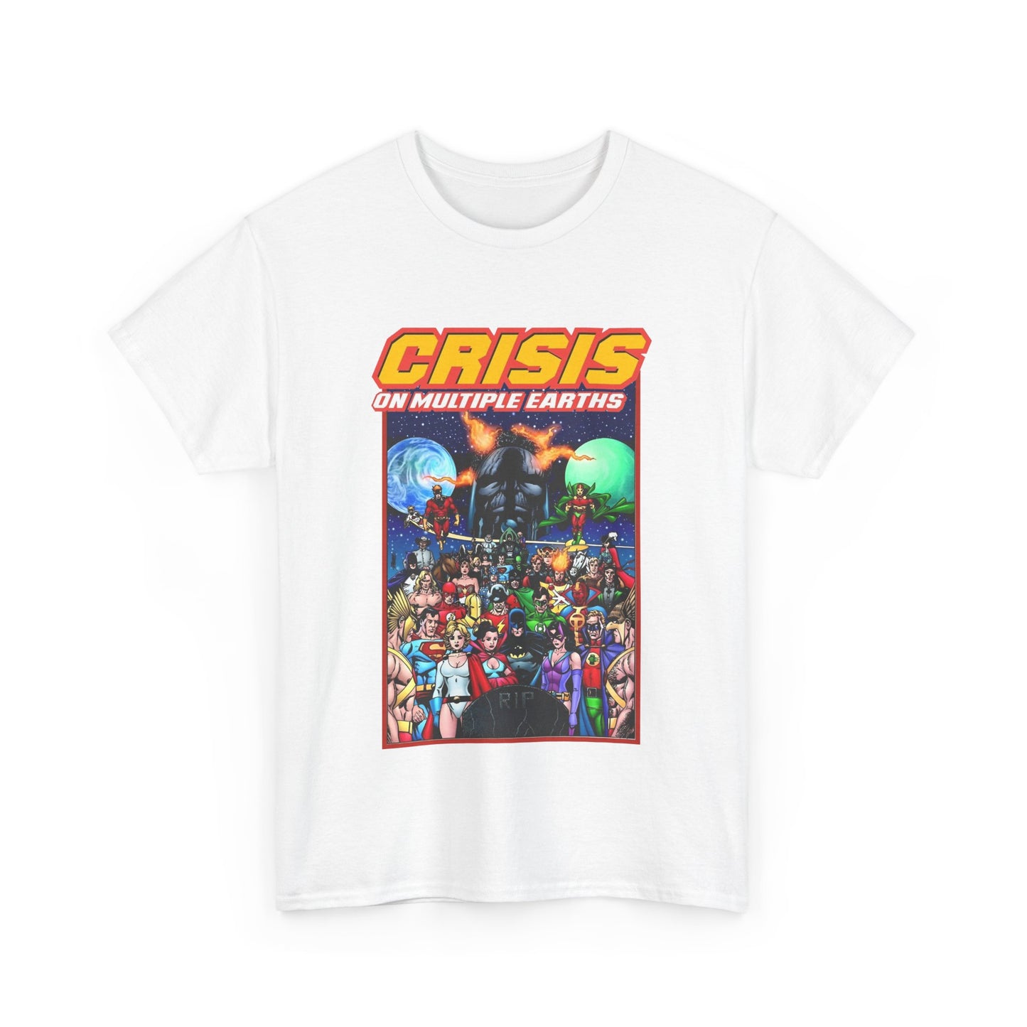 Crisis on Multiple Earths T-Shirt - George Perez Art - JSA & JLA Team-ups - Superman, Batman, Zatanna, Huntress, Power Girl, Hawkman, New Gods, Darkseid - DC Comics