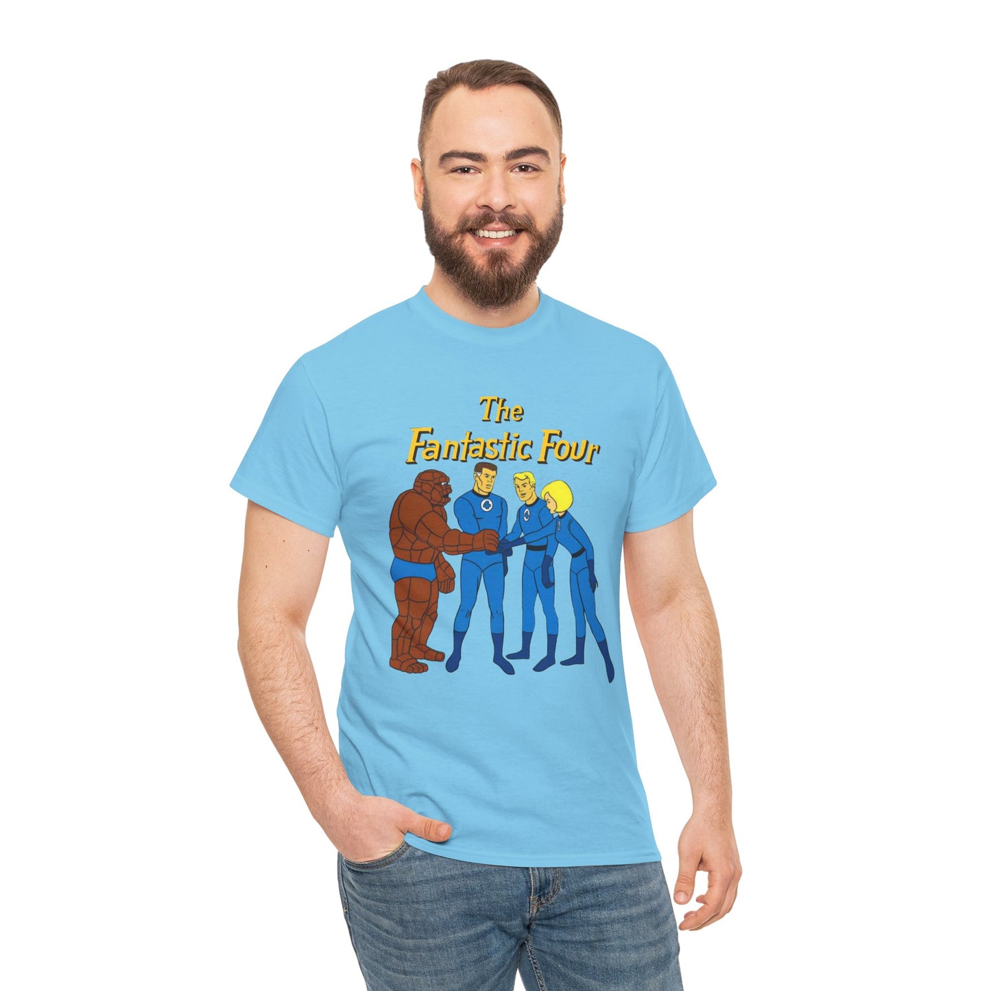 Fantastic Four T-Shirt - Hanna-Barbera 1960s Cartoon - Human Torch, The Thing, Invisible Woman - Marvel Comics