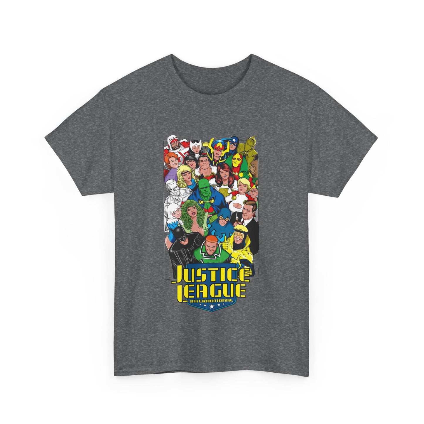 Justice League International T-Shirt - DC Comics - JLI - Kevin Maguire Art - Blue Beetle, Booster Gold, Martian Manhunter, Captain Atom