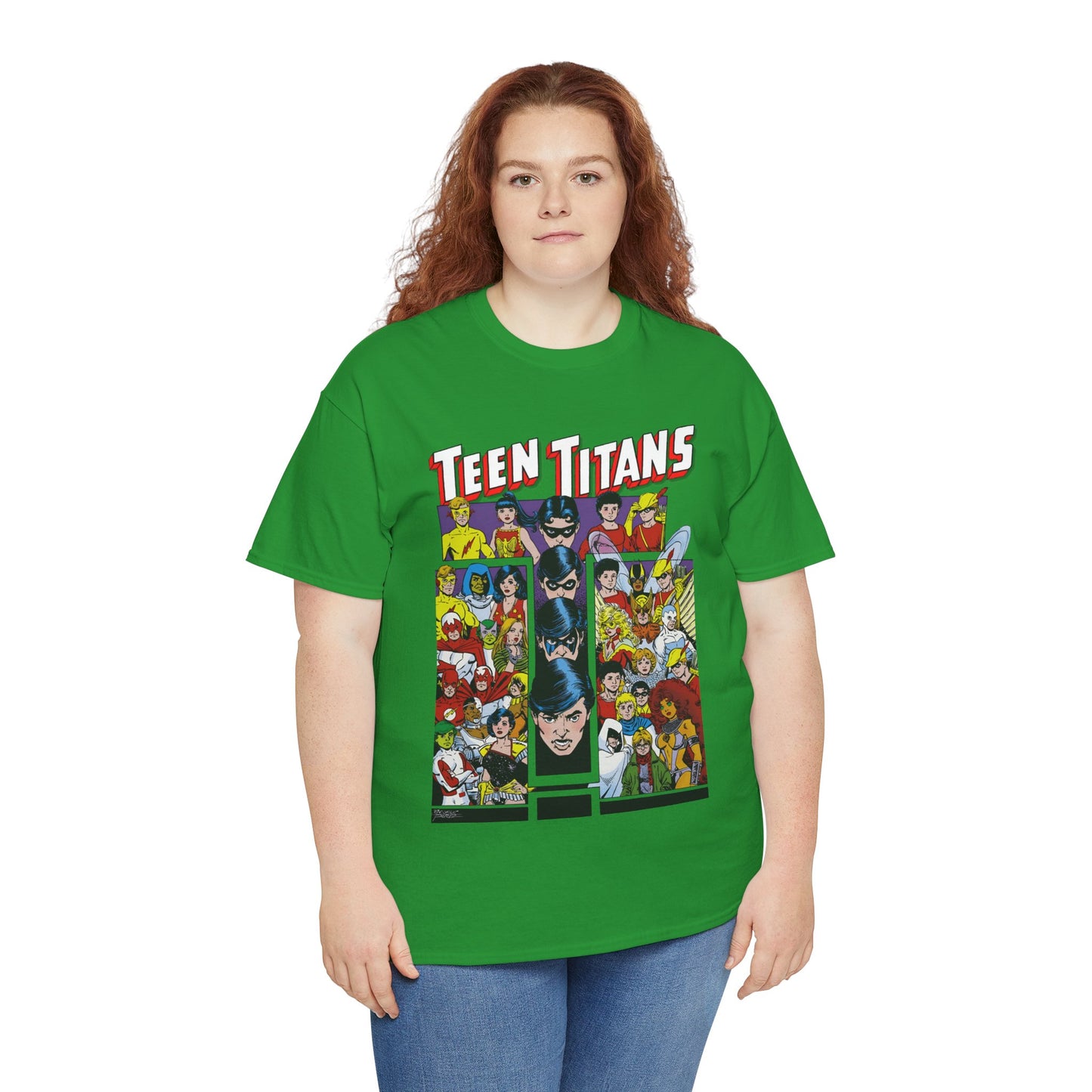 Teen Titans T-Shirt - George Perez Art - Wonder Girl, Bumblebee, Kid Flash, Starfire, Cyborg, Raven, Lilith, Flash, Hawn & Dove, Robin - DC Comics