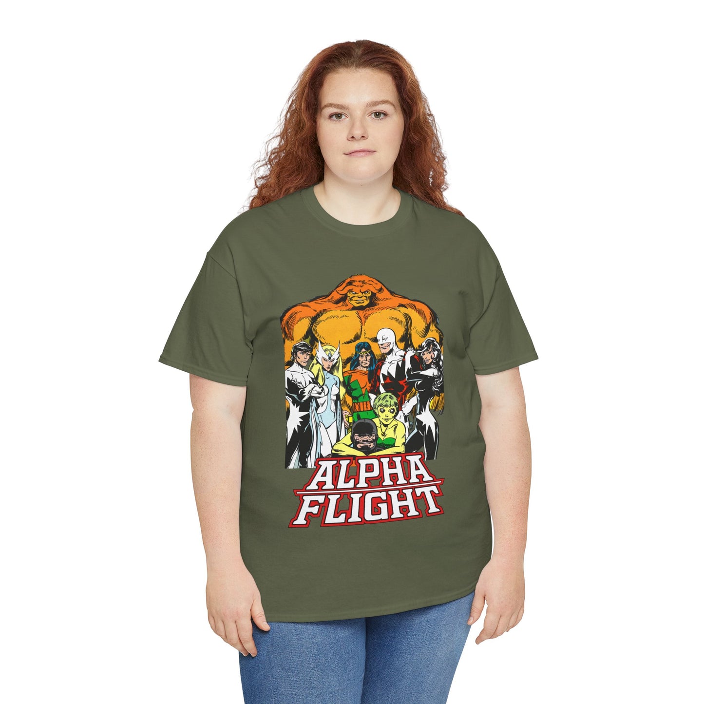 Alpha Flight T-Shirt - John Byrne Art - Northstar, Aurora, Guardian, Puck, Snowbird, Shaman, Sasquatch - Canada's Superhero Team - X-Men Connection - Marvel Comics