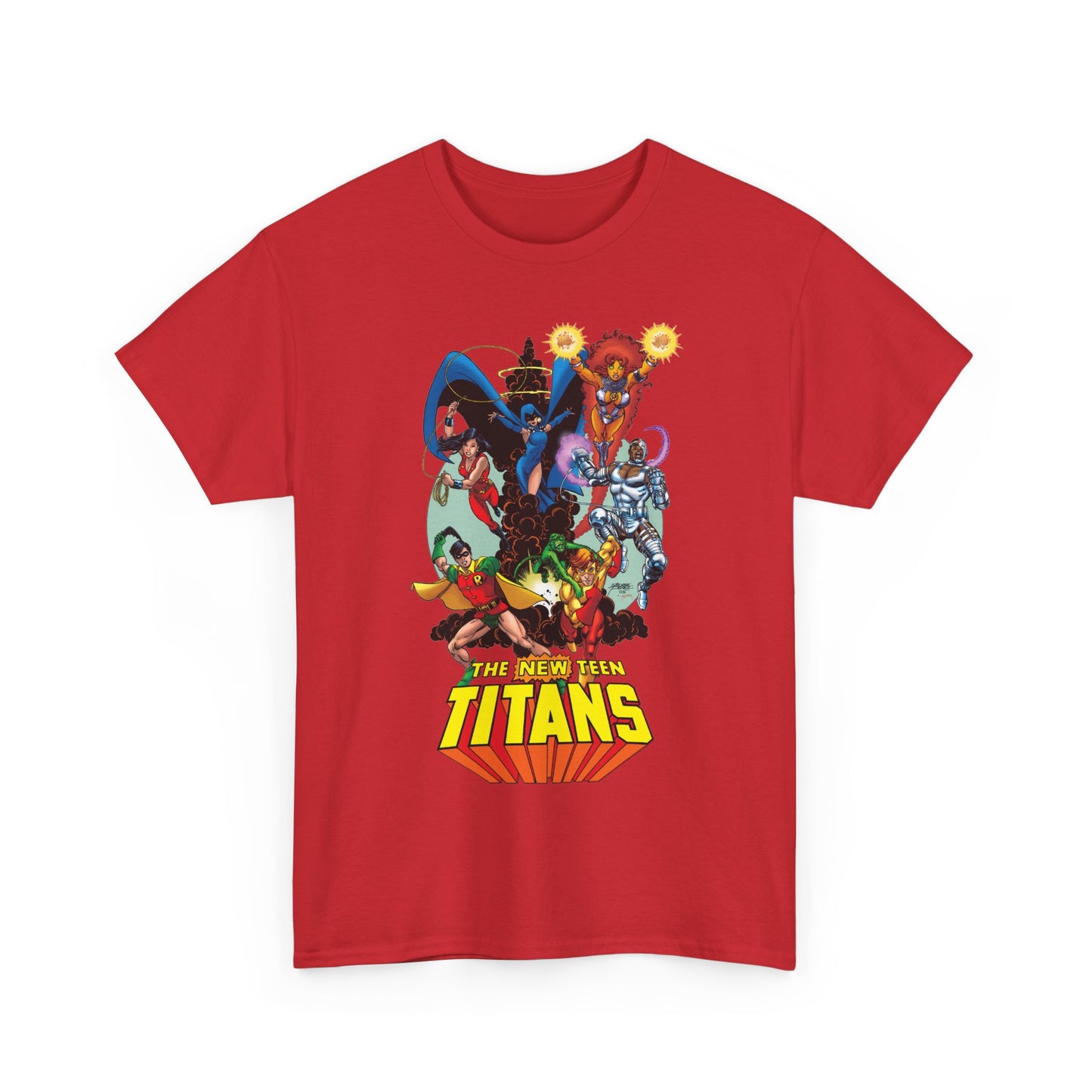 New Teen Titans T-Shirt - George Perez Art - Raven, Cyborg, Robin, Starfire, Wonder Girl, Changeling - DC Comics