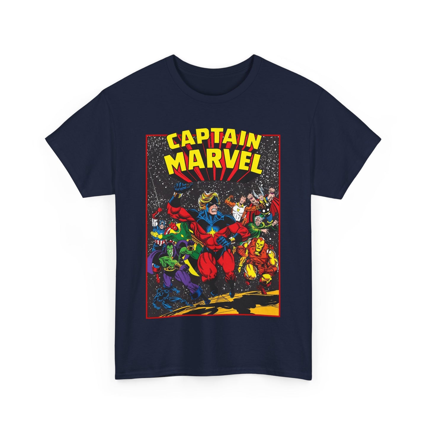Captain Marvel T-Shirt - Marvel Comics - Jim Starlin Art - Mar-Vell - Kree - Cosmic Hero