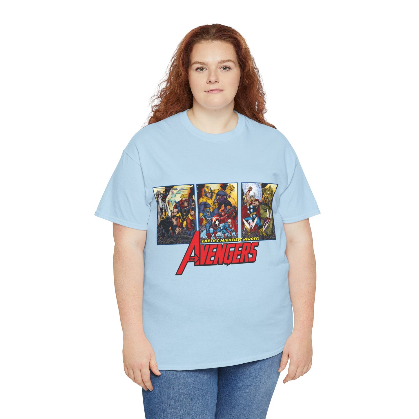 Avengers T-Shirt - John Byrne Art - Thor, Captain America, Iron Man, Hulk, Scarlet Witch, Wasp, Quicksilver, The Black Knight - Marvel Comics