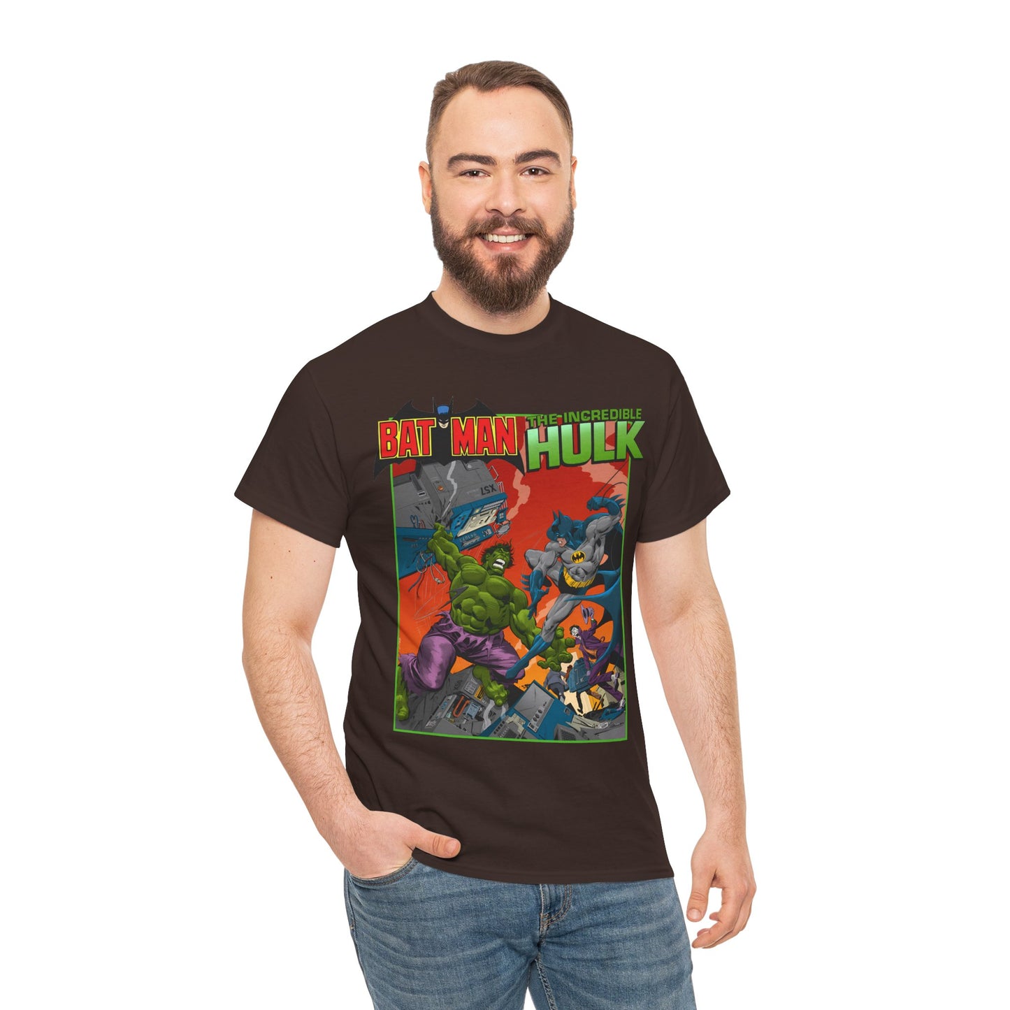 Batman Vs Incredible Hulk T-Shirt - DC Comics & Marvel - Joker - 1970s Team-Up
