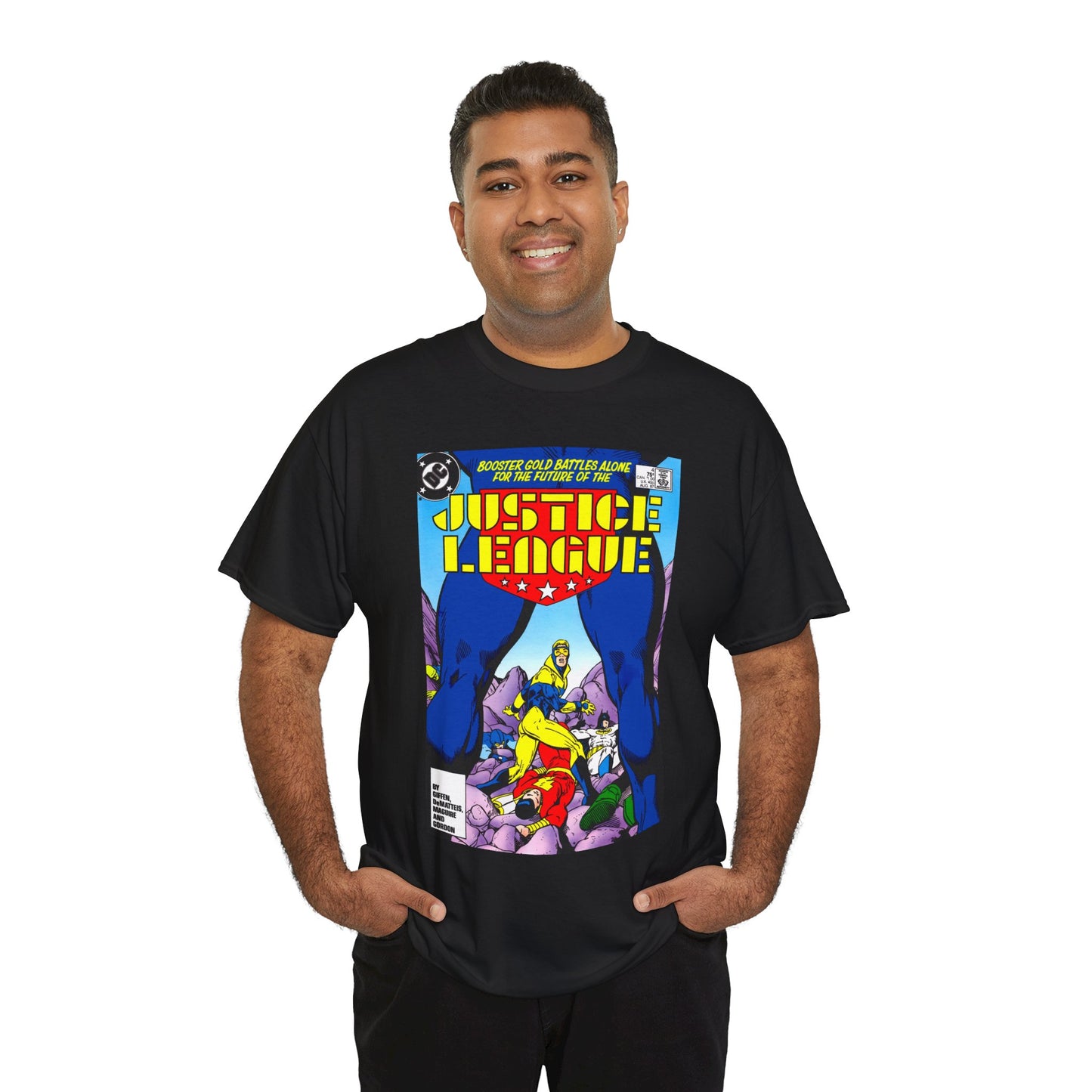 Justice League T-Shirt - Kevin Maguire Art - Booster Gold - DC Comics
