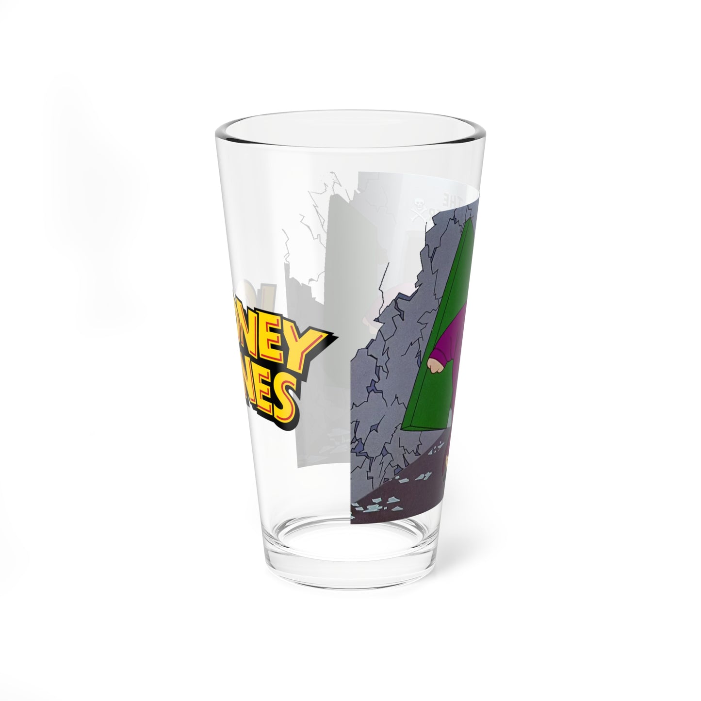 The Crusher Pint Glass, 16oz - Looney Tunes Art - Bunny Hugged - Wrestling Cartoon - Bugs Bunny Foe