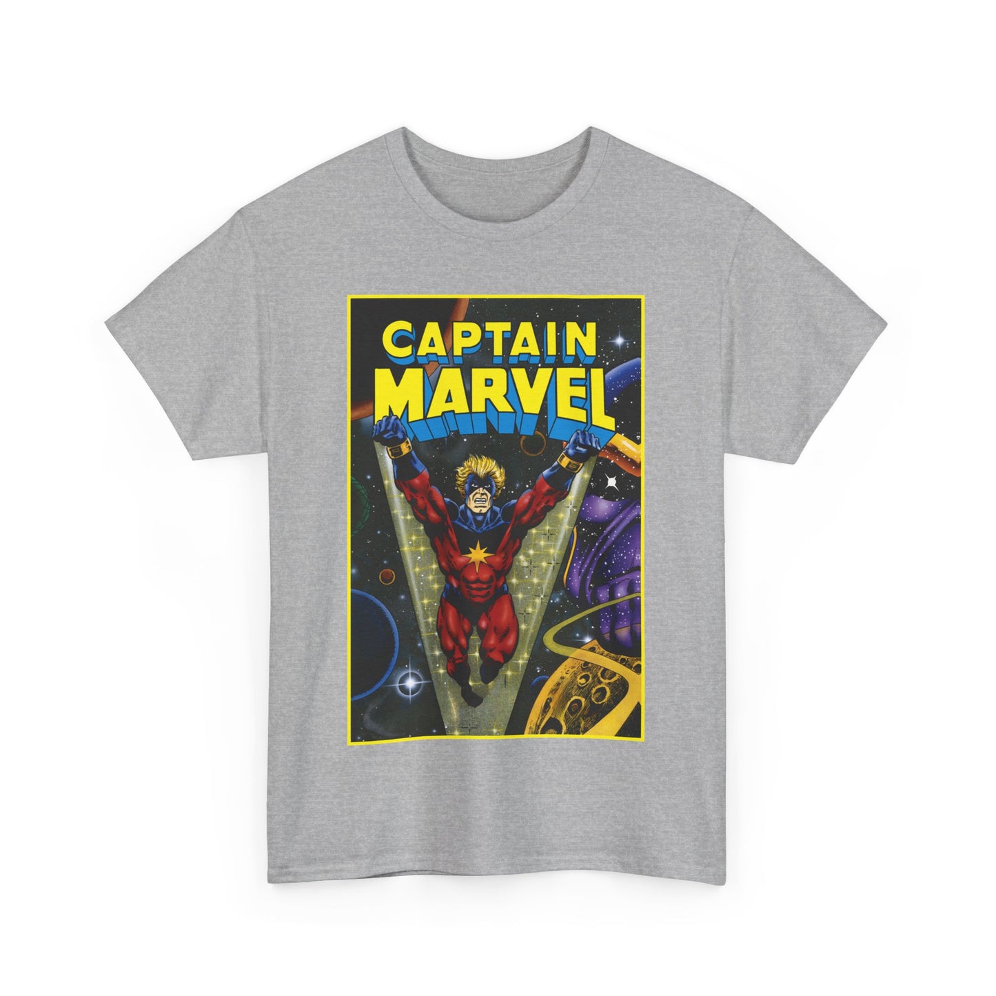 Captain Marvel T-Shirt - Mar-Vell - Thanos - Jim Starlin Art - 1970s Cosmic Superhero - Marvel Comics