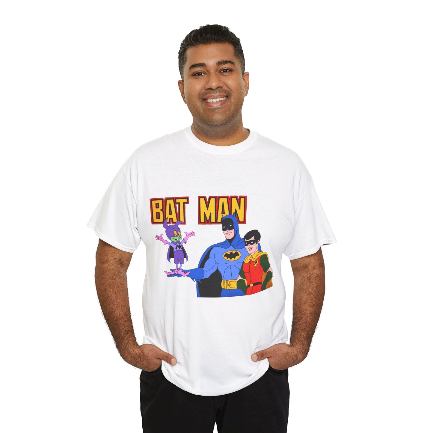 Batman, Robin & Bat-Mite T-Shirt - The New Adventures of Batman - 1970s Filmation DC Cartoon Series - Animated Dark Knight Detective