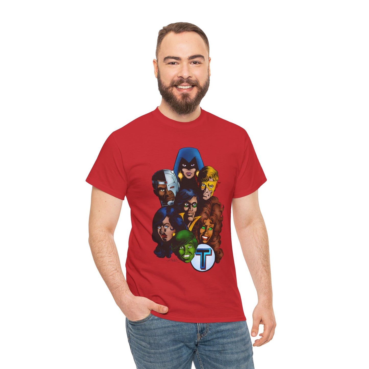 New Teen Titans T-Shirt - George Perez Art - Robin, Wonder Girl, Cyborg, Raven, Starfire, Kid Flash - DC Comics