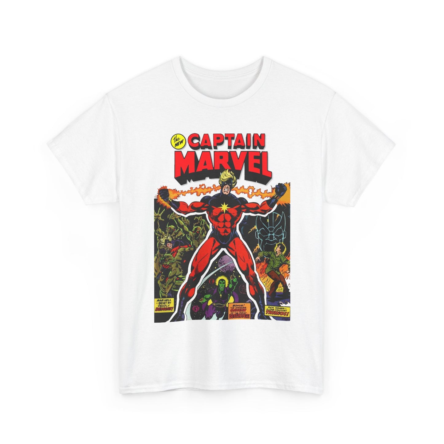 Captain Marvel T-Shirt - Jim Starlin Art - Thanos - Drax the Destroyer - Issue #32 Cover Art