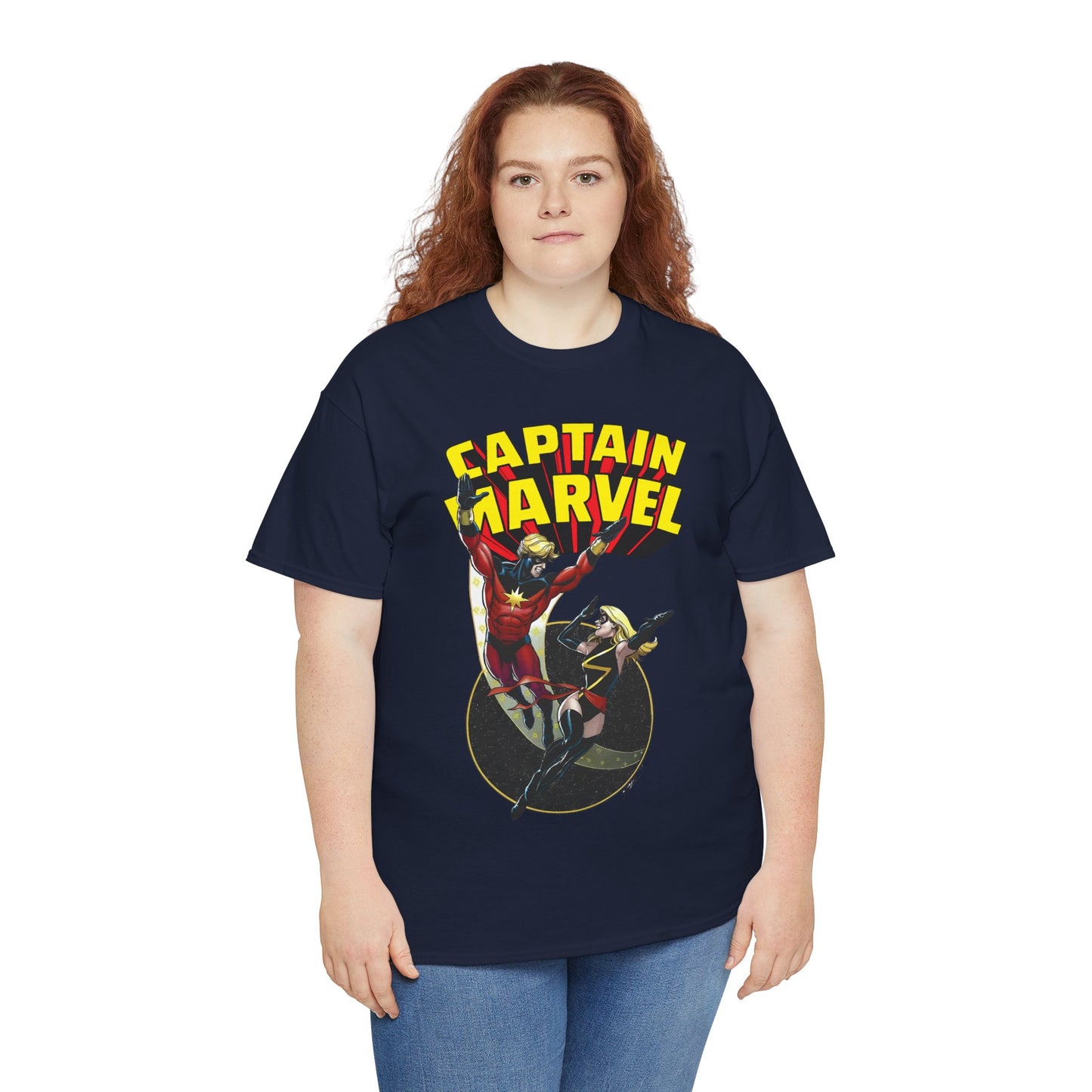 Captain Marvel T-Shirt - George Perez Art - Mar-Vell & Carol Danvers - Kree Empire - Marvel Comics