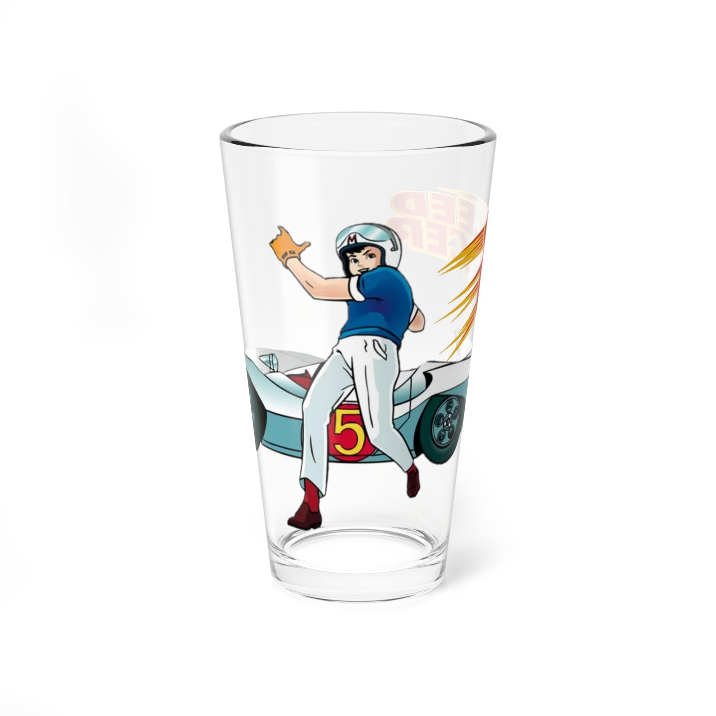 Speed Racer Pint Glass, 16oz - Tatsuo Yoshida Story & Art - Popular Manga/Anime Series from the 1960s - Mach GoGoGo - Go Mifune!