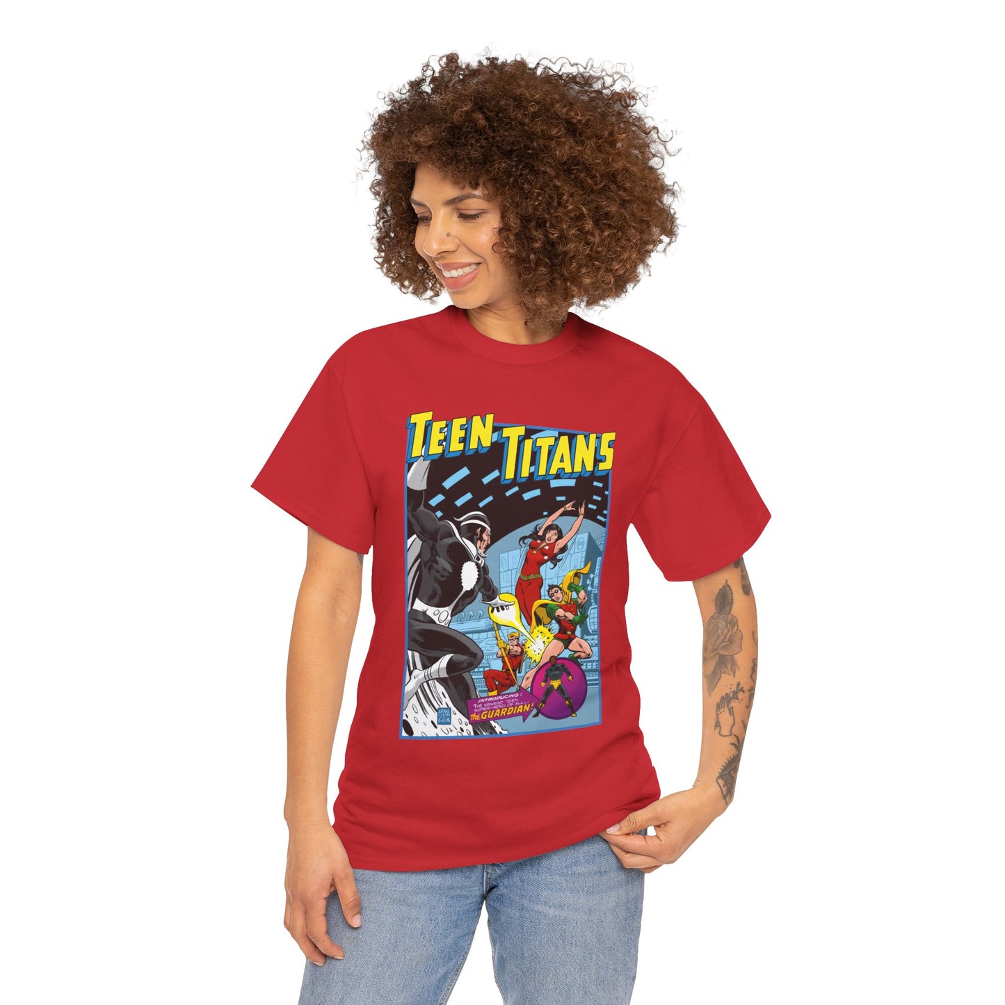 Teen Titans T-Shirt - Bronze Age DC Comics - Dr Light, Wonder Girl, Robin, Mal, Guardian, Speedy - Ernie Chan Cover Art from Issue #44
