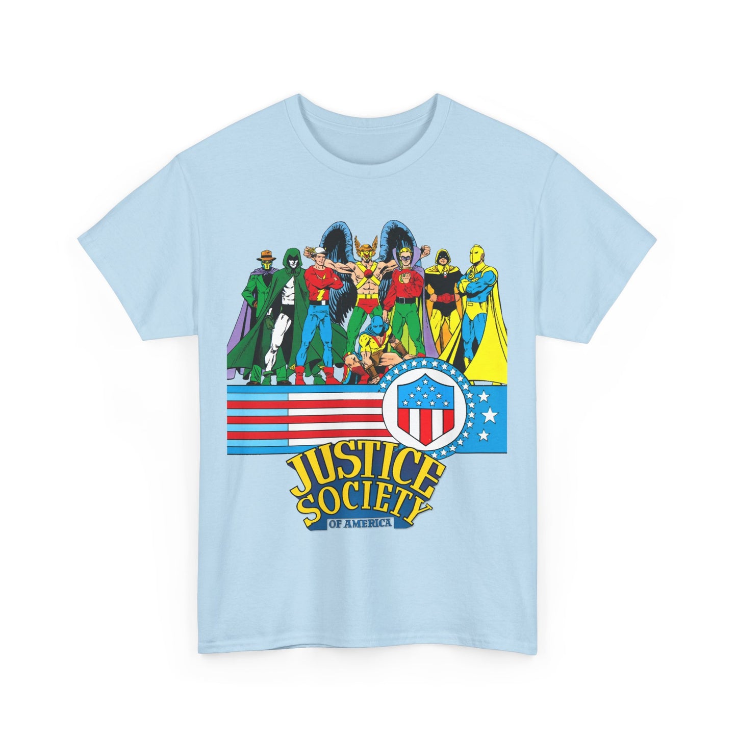 Justice Society of America T-Shirt - Amazing George Perez Art - History of the DC Universe - DC Comics - Dr Fate, Sandman, Flash, Hourman, Spectre, Hawkman