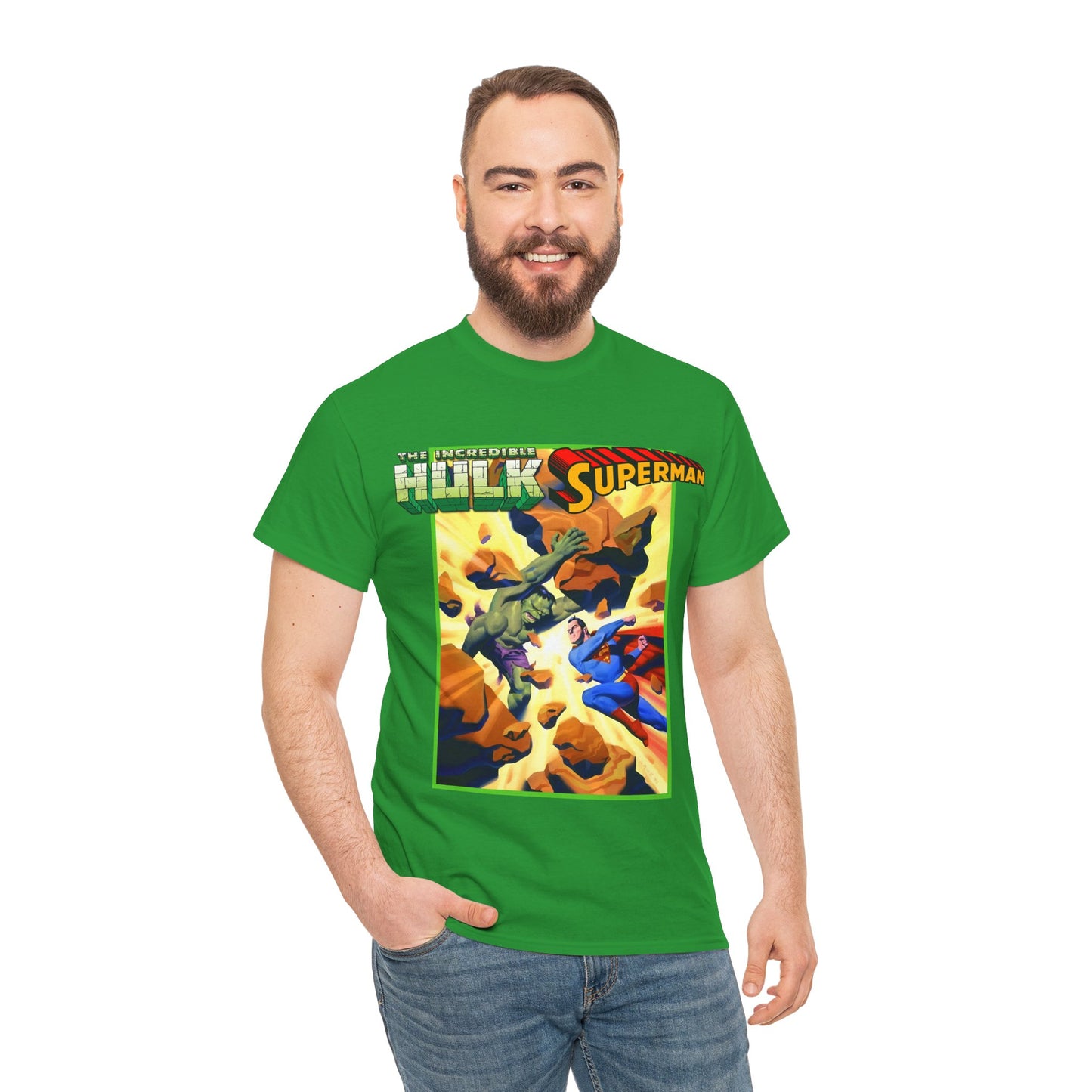 Incredible Hulk Vs Superman T-Shirt - Amazing Steve Rude Art - DC Comics & Marvel 90s Crossover - Bruce Banner, Clark Kent