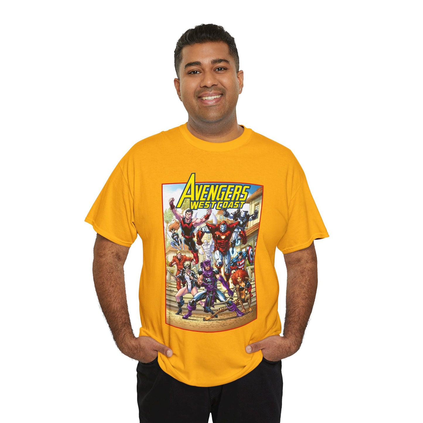 West Coast Avengers T-Shirt - Todd Nauck Art - Hawkeye, Iron Man, Wonder Man, Tigra, Vision - Marvel Comics