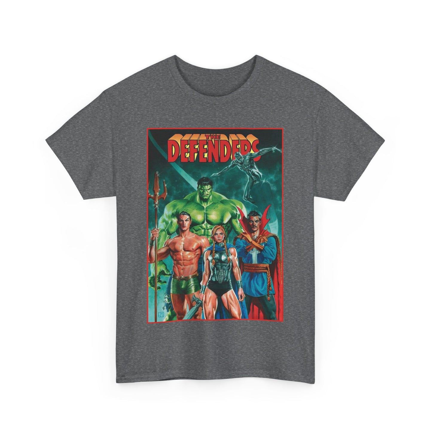 Defenders T-Shirt - Dr Strange, Valkyrie, Hulk, Namor, Silver Surfer - Marvel Comics - Popular 1970s Series