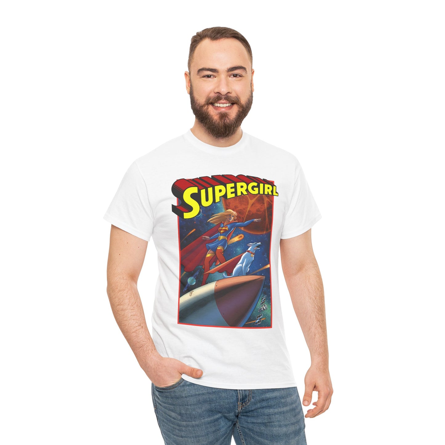 Supergirl & Krypto T-Shirt - Amanda Conner Art - Kara from Krypton - Superman's Pet Superdog - DC Comics