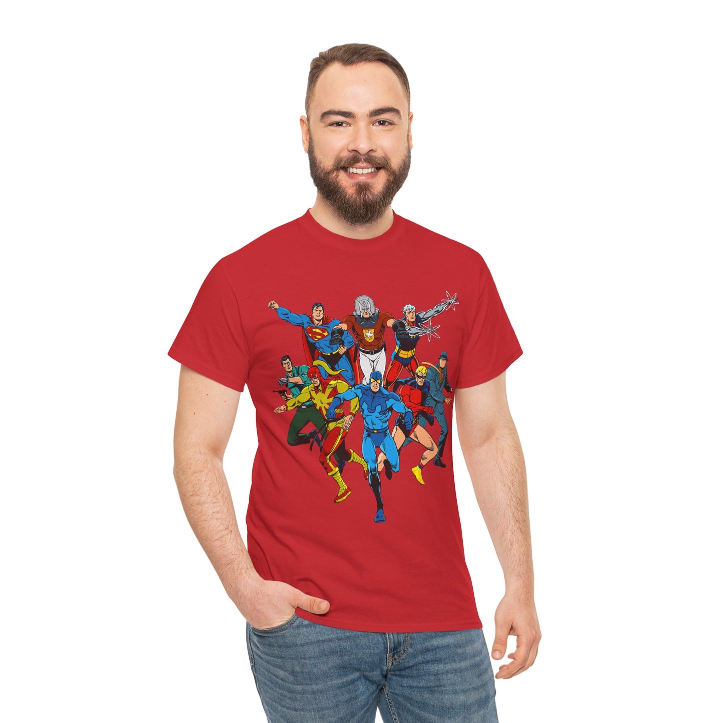 Charlton Characters T-Shirt - DC Comics - Captain Atom, Peacemaker, The Question, Blue Beetle, Judomaster