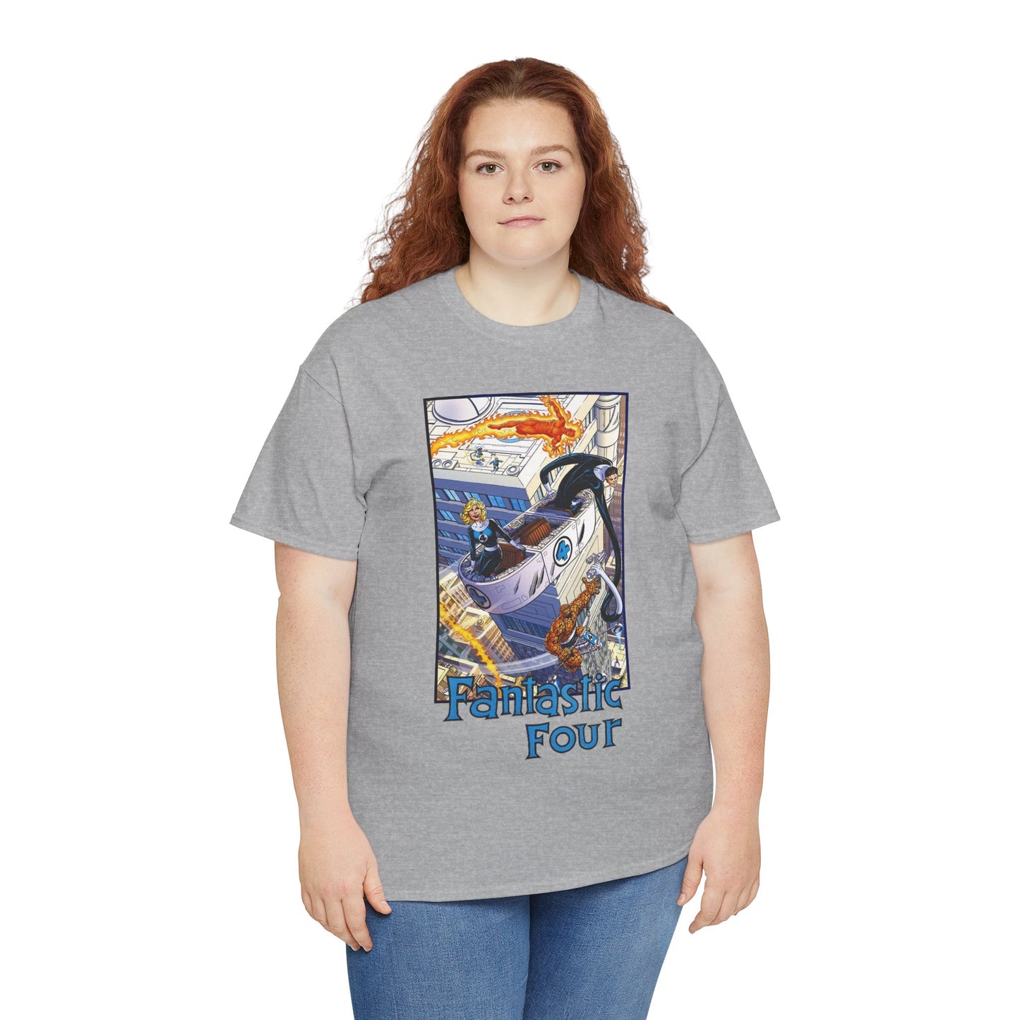 Fantastic Four T-Shirt - John Byrne Art - Invisible Woman, Thing, Human Torch, Reed Richards - Fantasticar, Baxter Building - Marvel Comics