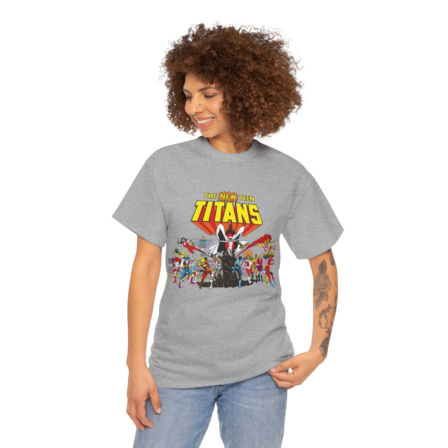 New Teen Titans T-Shirt - George Perez Art - Nightwing, Starfire, Cyborg, Speedy, Bumblebee, Hawk, Dove, Speedy, Wonder Girl, Terra, Lilith - DC Comics