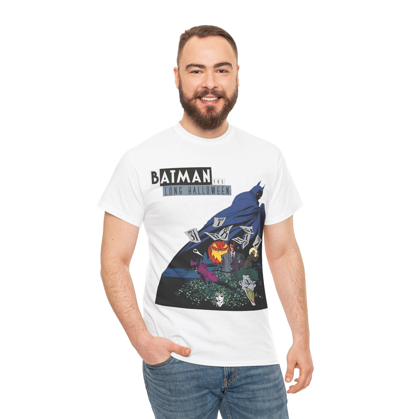 Batman The Long Halloween T-Shirt - Stunning Tim Sale Art - Joker, Catwoman, Two-Face, Poison Ivy, Commissioner Gordon - DC Comics - Classic Story