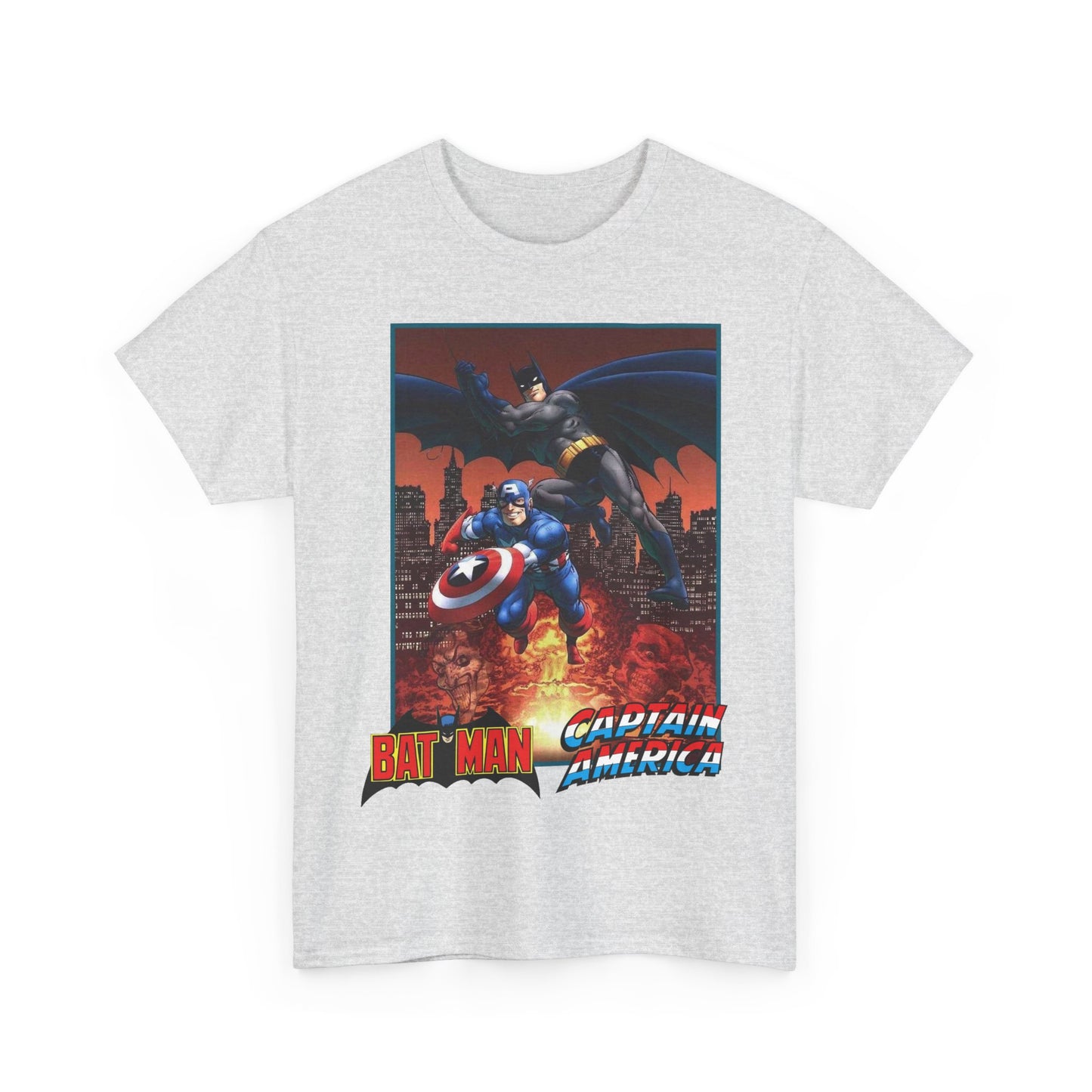 Batman & Captain America T-Shirt - John Byrne Art - Joker & Red Skull - Marvel & DC Comics Crossover Art