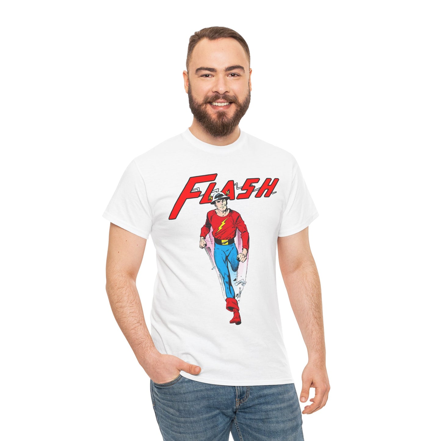 Golden Age Flash T-Shirt - John Byrne Art - Justice Society/JSA Member - Jay Garrick - Speedster